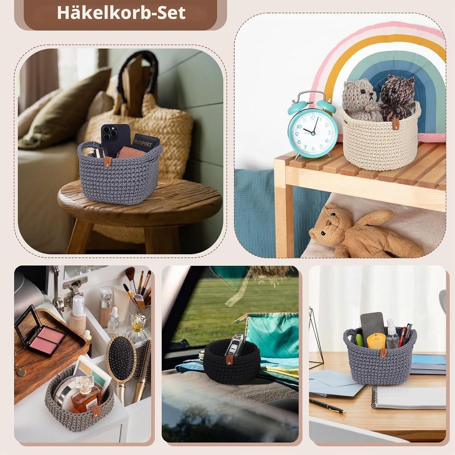LuxusKollektion Häkelnadeln Häkelkorb Set für Anfänger, Beige, 1 St.