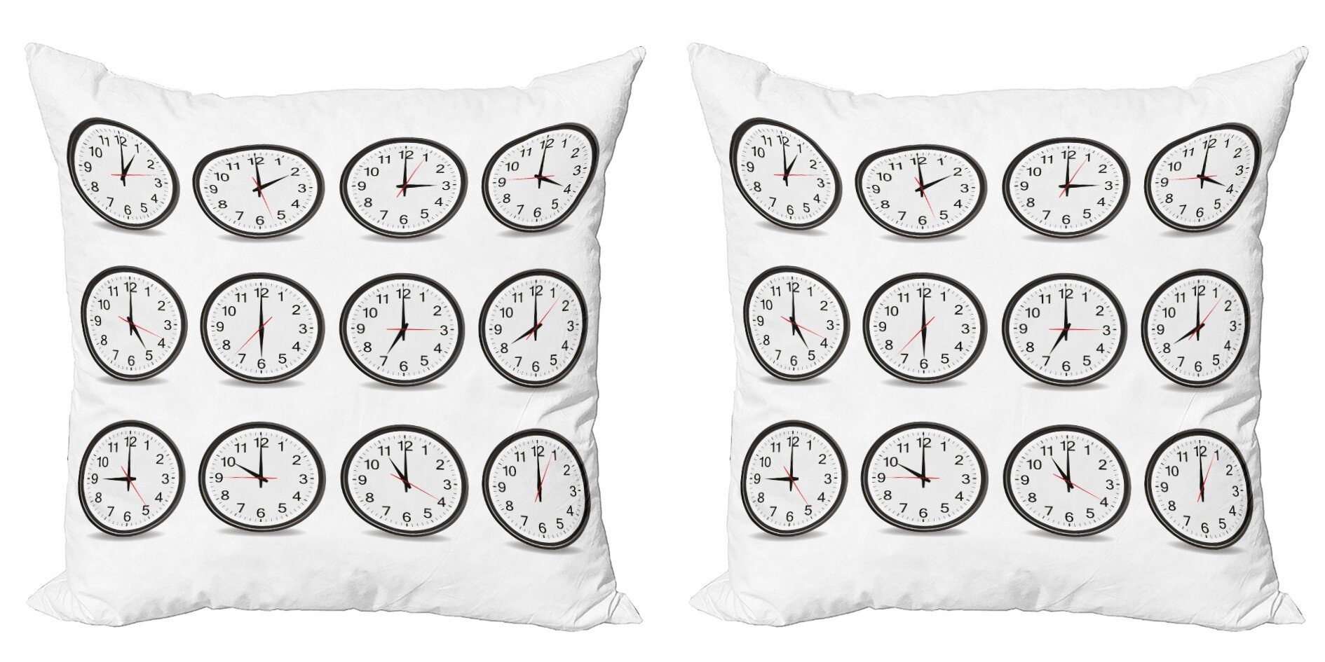 Kissenbezüge Modern Accent Doppelseitiger Digitaldruck, Abakuhaus (2 Stück), Weiß Uhren und schwarze Zahlen