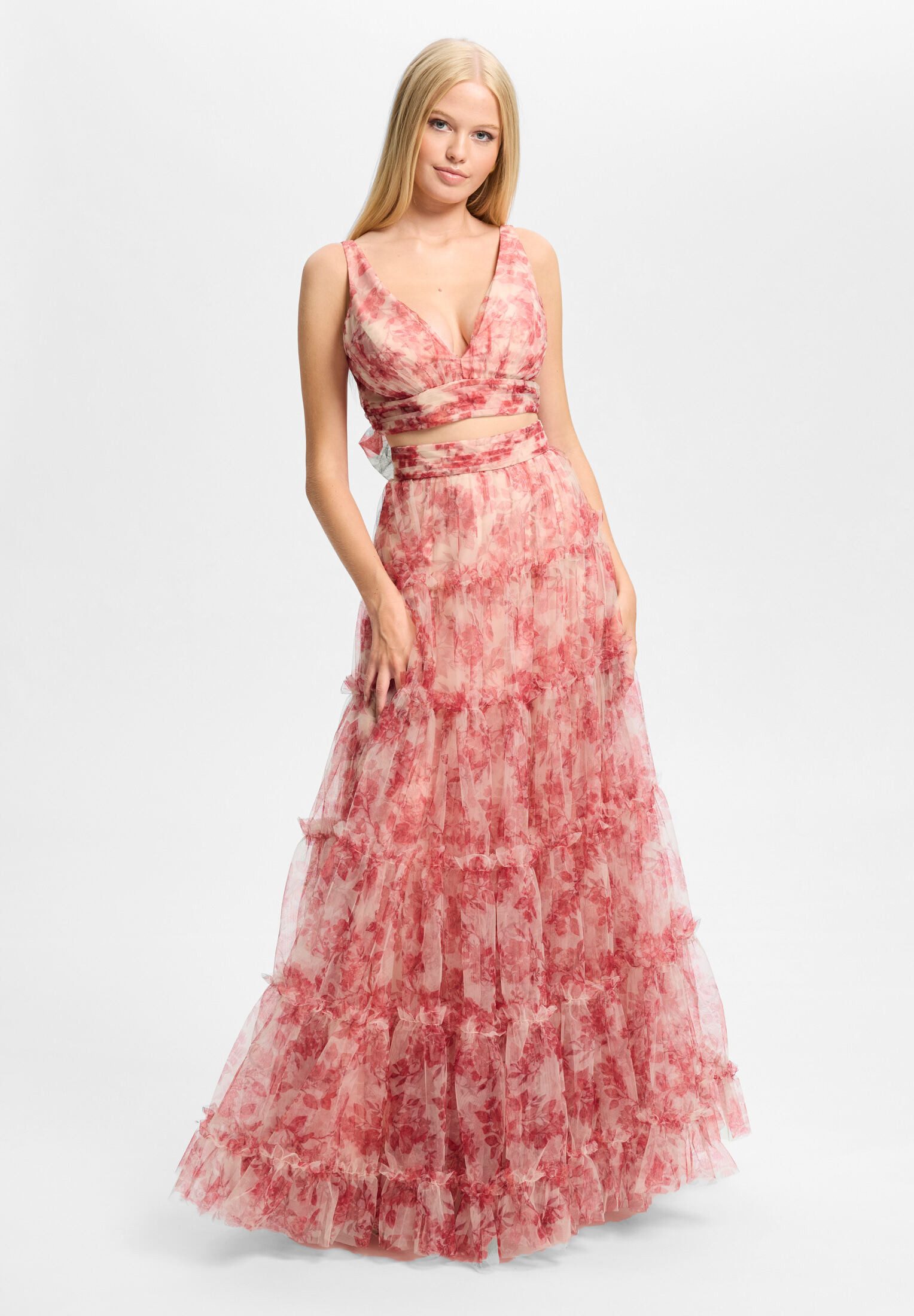 Hey Kyla Abendkleid - Two-Piece Kleid mit floralem Print Taillierter Schnitt mit ausgestelltem Rockteil