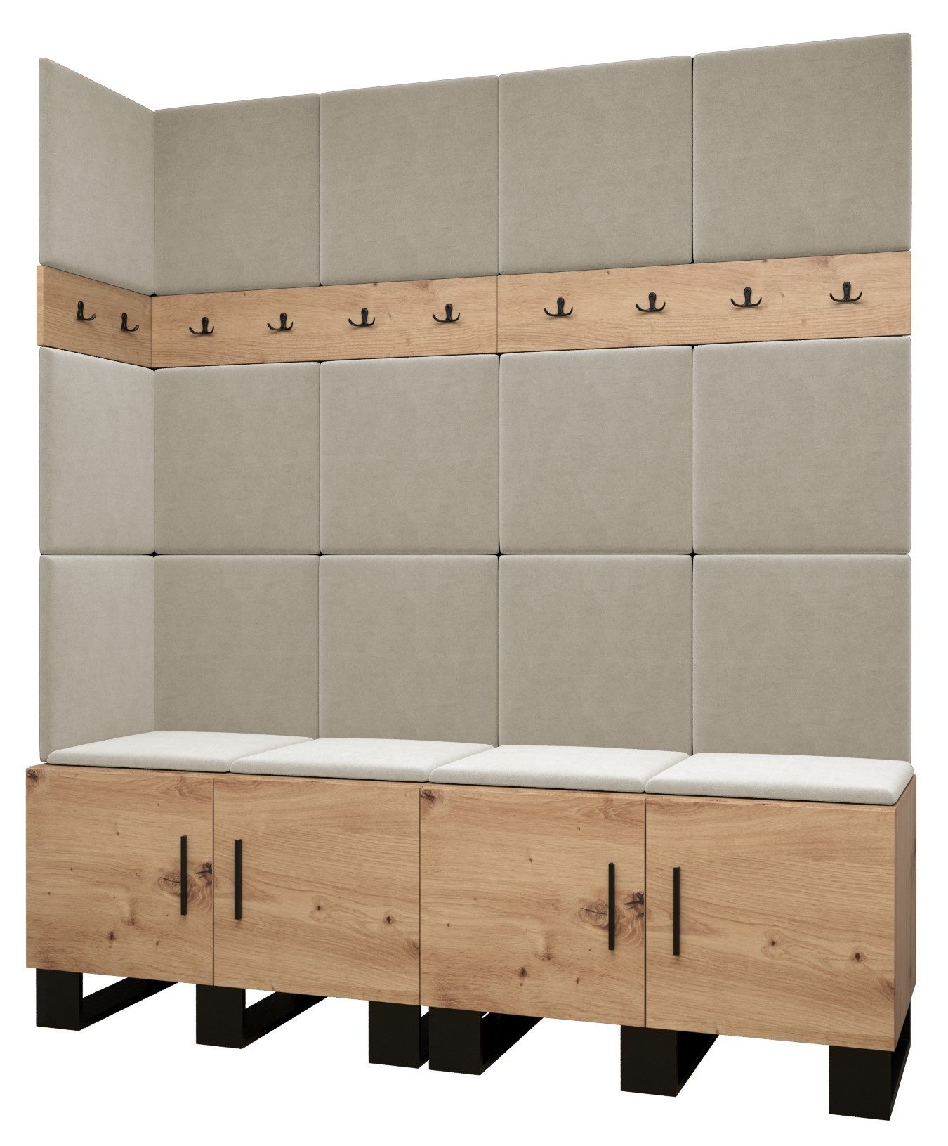 ABIKS MÖBEL Шафи-Set ARTIN Set 12 Garderobe mit gepolsterten Paneelen, Industriell Design