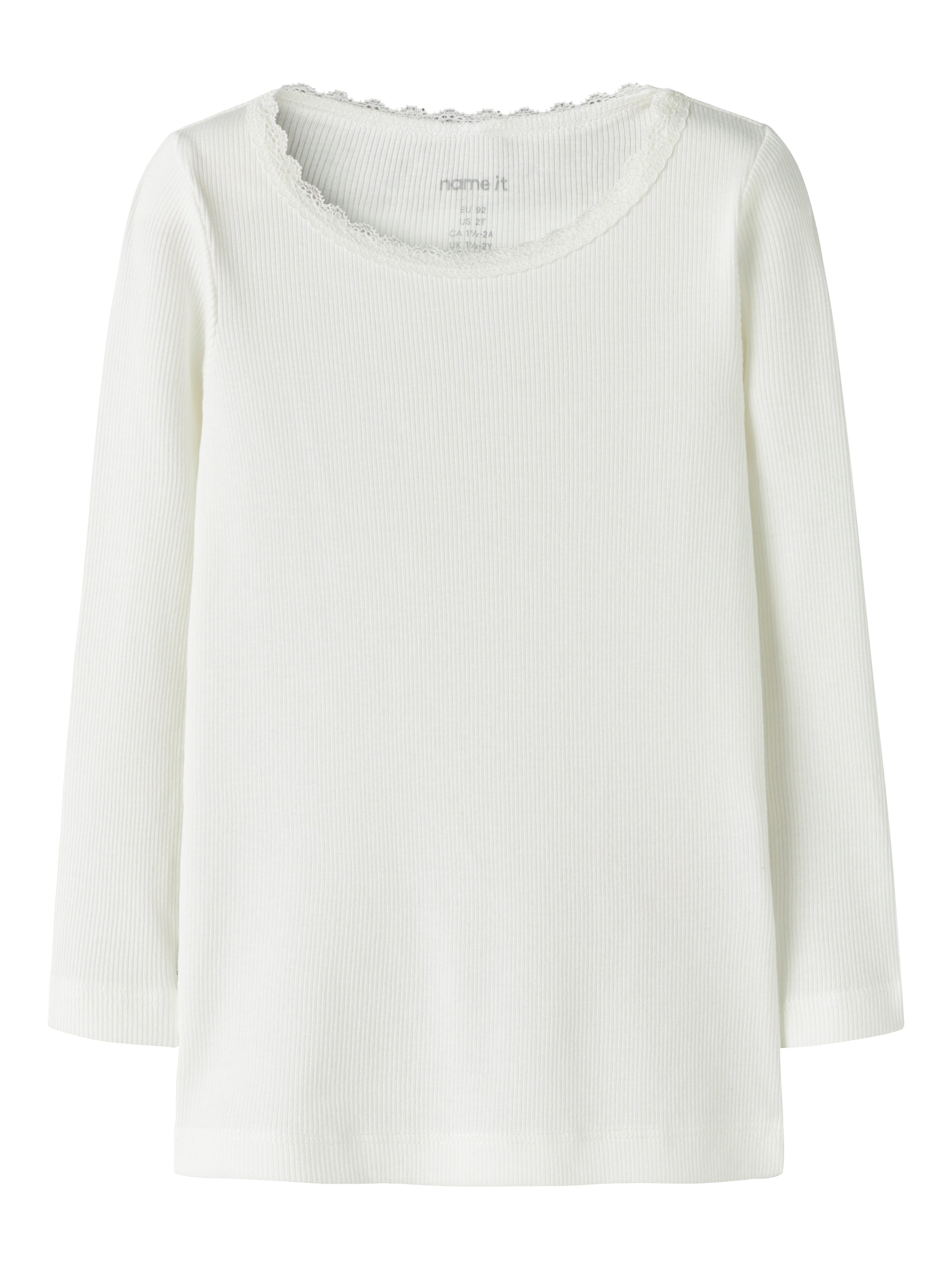 Name It Langarmshirt NMFKAB LS TOP NOOS in Feinripp und mit süßer Spitzenkante am Ausschnitt