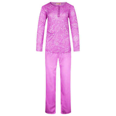 TEXEMP Pyjama Damen Pyjama Schlafanzug Set Baumwolle Langarm Nachtwäsche Lang (Set) 90% Baumwolle