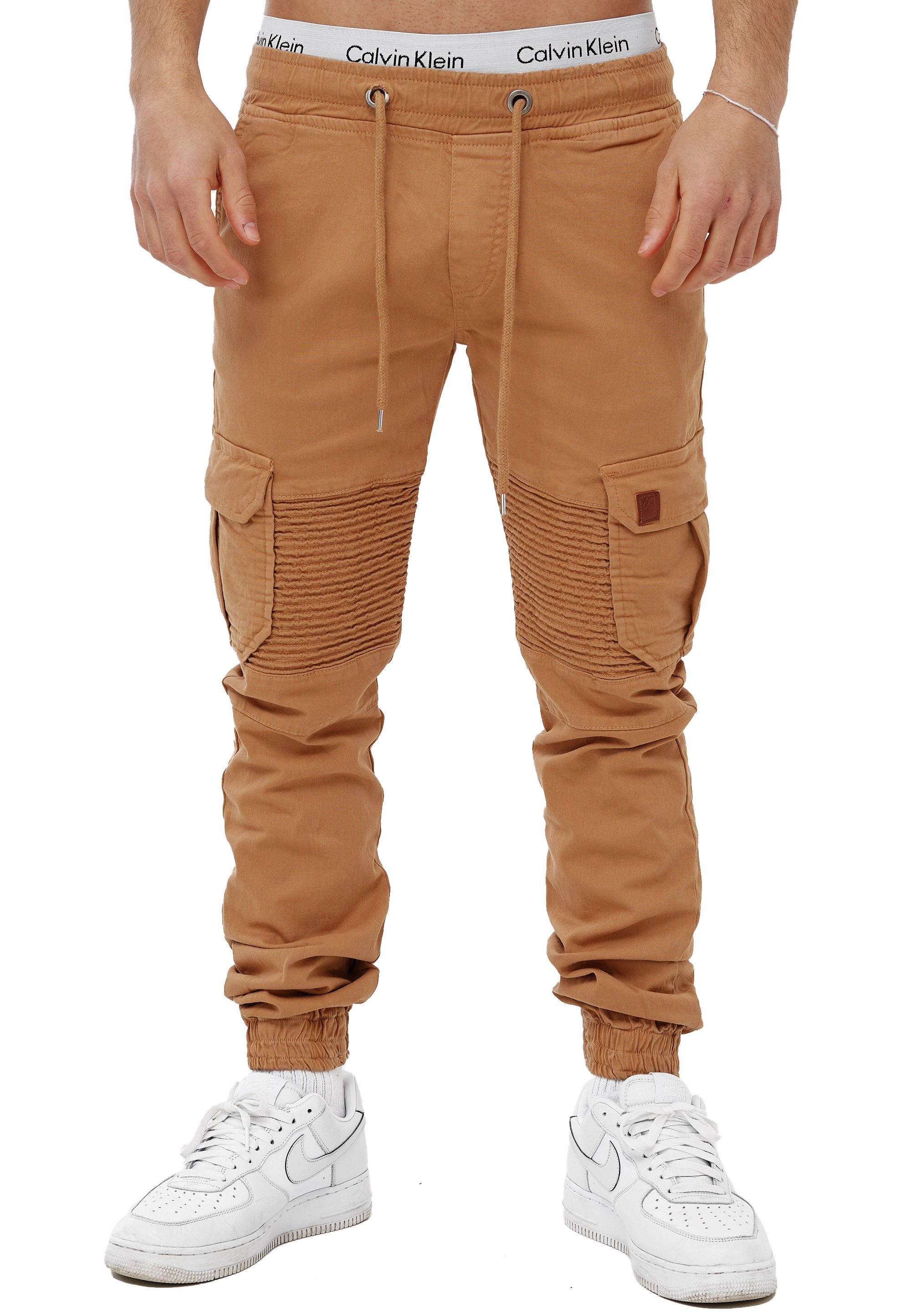 OneRedox Straight-Jeans H-3414 (Chino Cargohose Beige Casual Business 1-tlg) Streetwear, Freizeit
