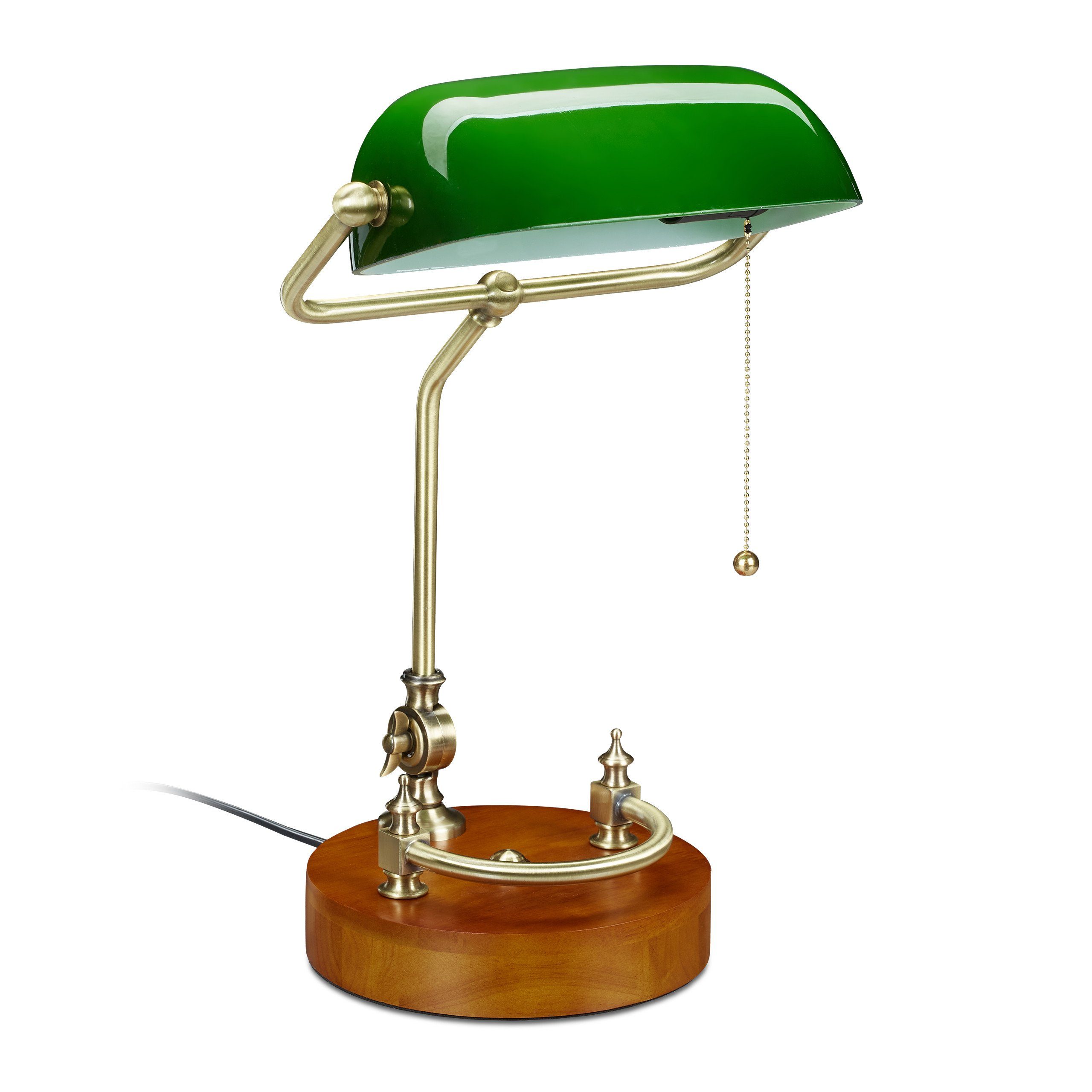 relaxdays Tischleuchte Bankerlampe mit Zugschalter günstig online kaufen