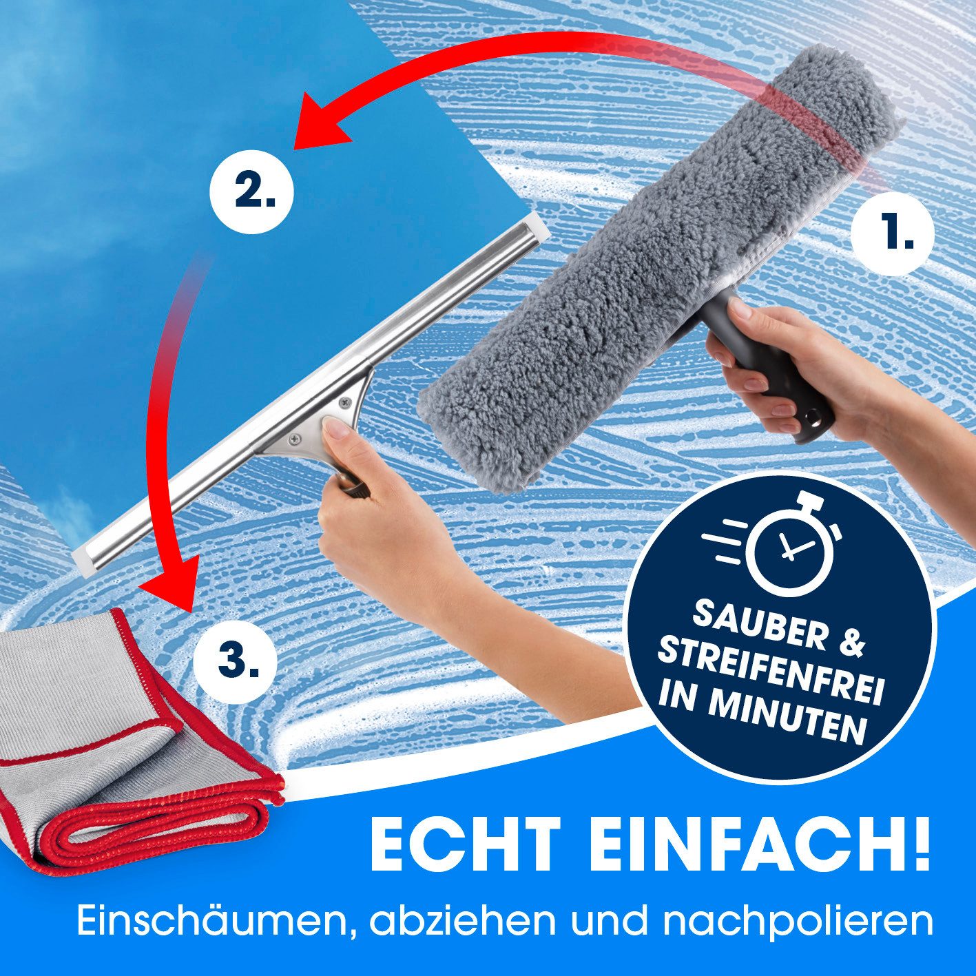 CLEANmaxx Sprühwischer Fensterreiniger (7-tlg) Streifenfreies Putzen, Haus & Auto