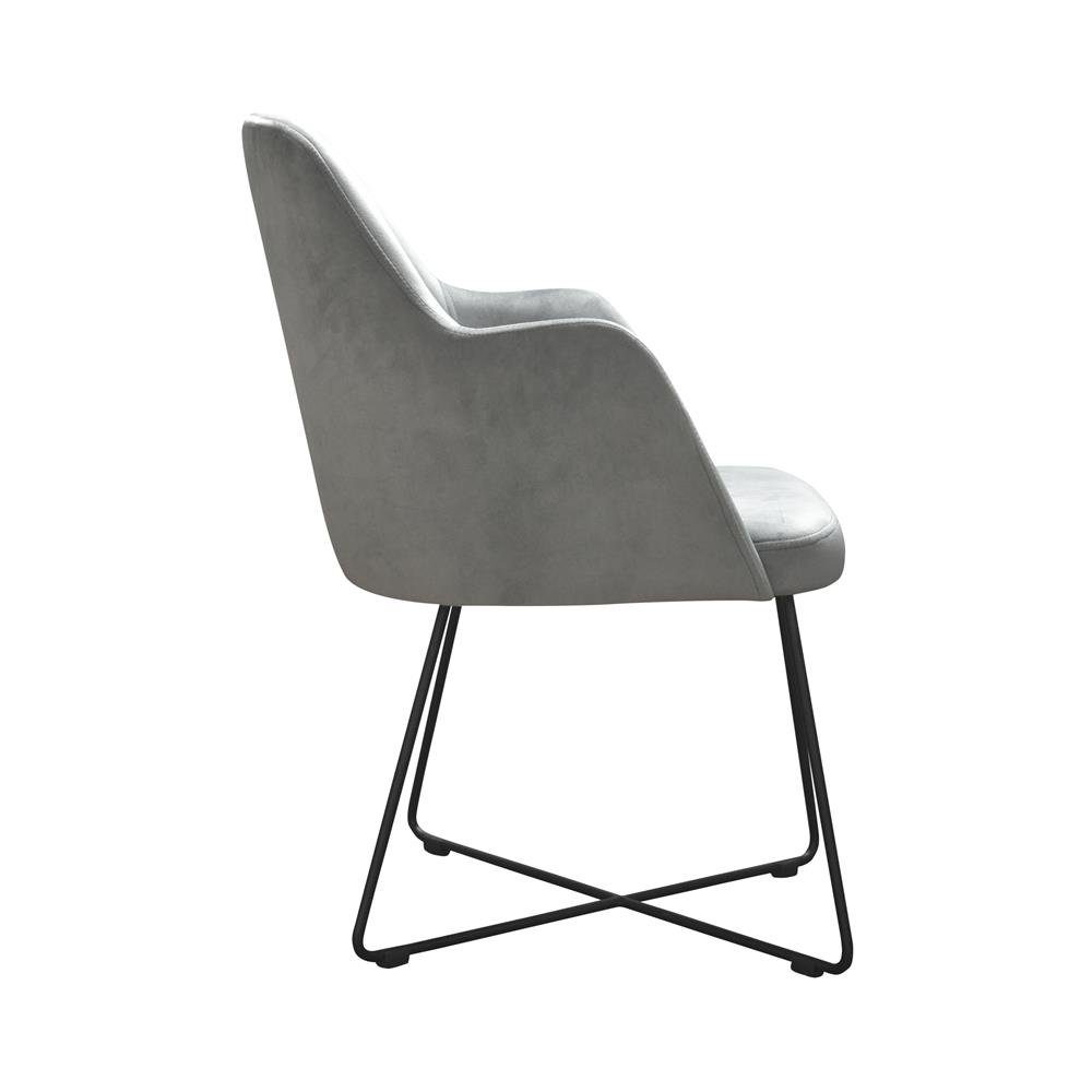 Esszimmerstühle Küchenstuhl 4x Designer mit JVmoebel Stuhl, Set Wohnzimmerstuhl Armlehne Grau Stühle