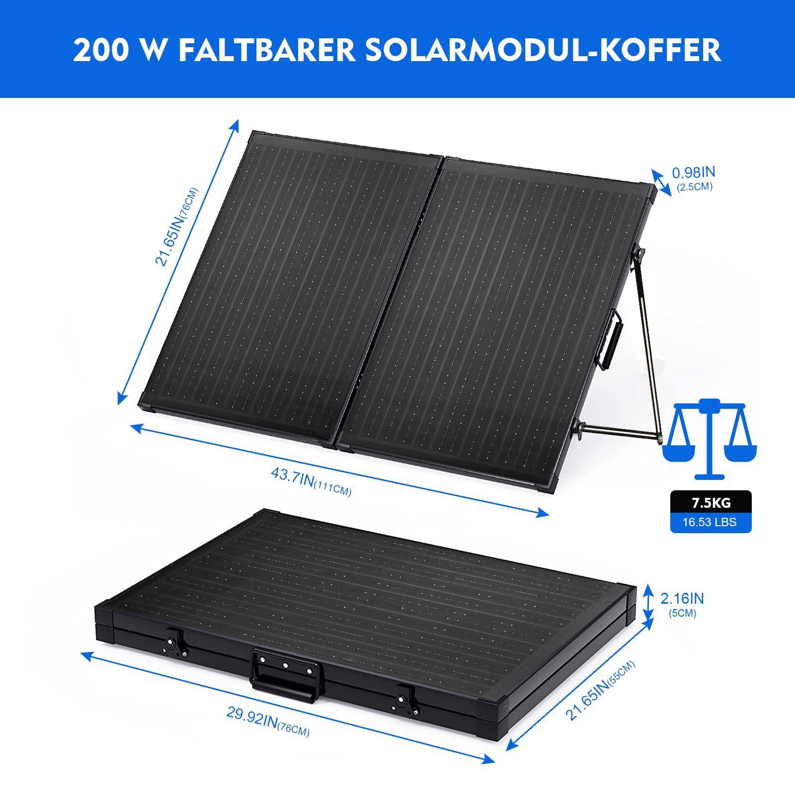 GLIESE Solarmodul Tragbares 200-W-Solarmodul,Tragbar und faltbar,hohe Konversionsrate