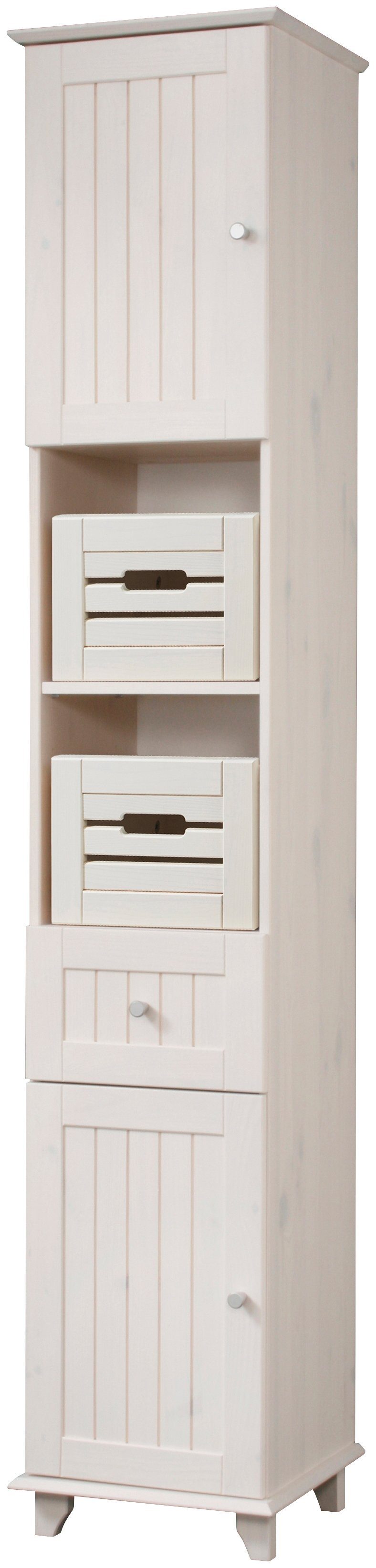 welltime Hochschrank Venezia Landhaus Breite 33 cm, aus hochwertigem Echtholz