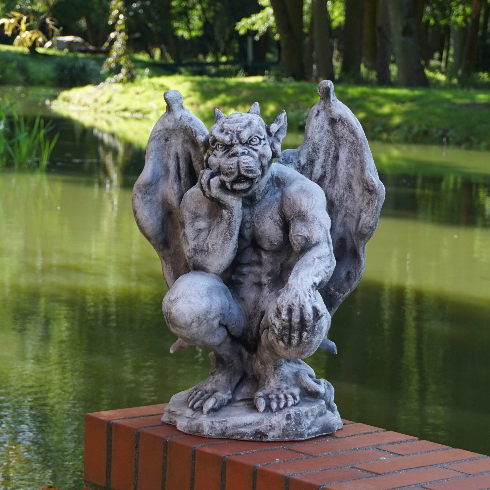Gartenfigur Gargoyle Statue mit Flügeln, H. 60 cm, 52 kg