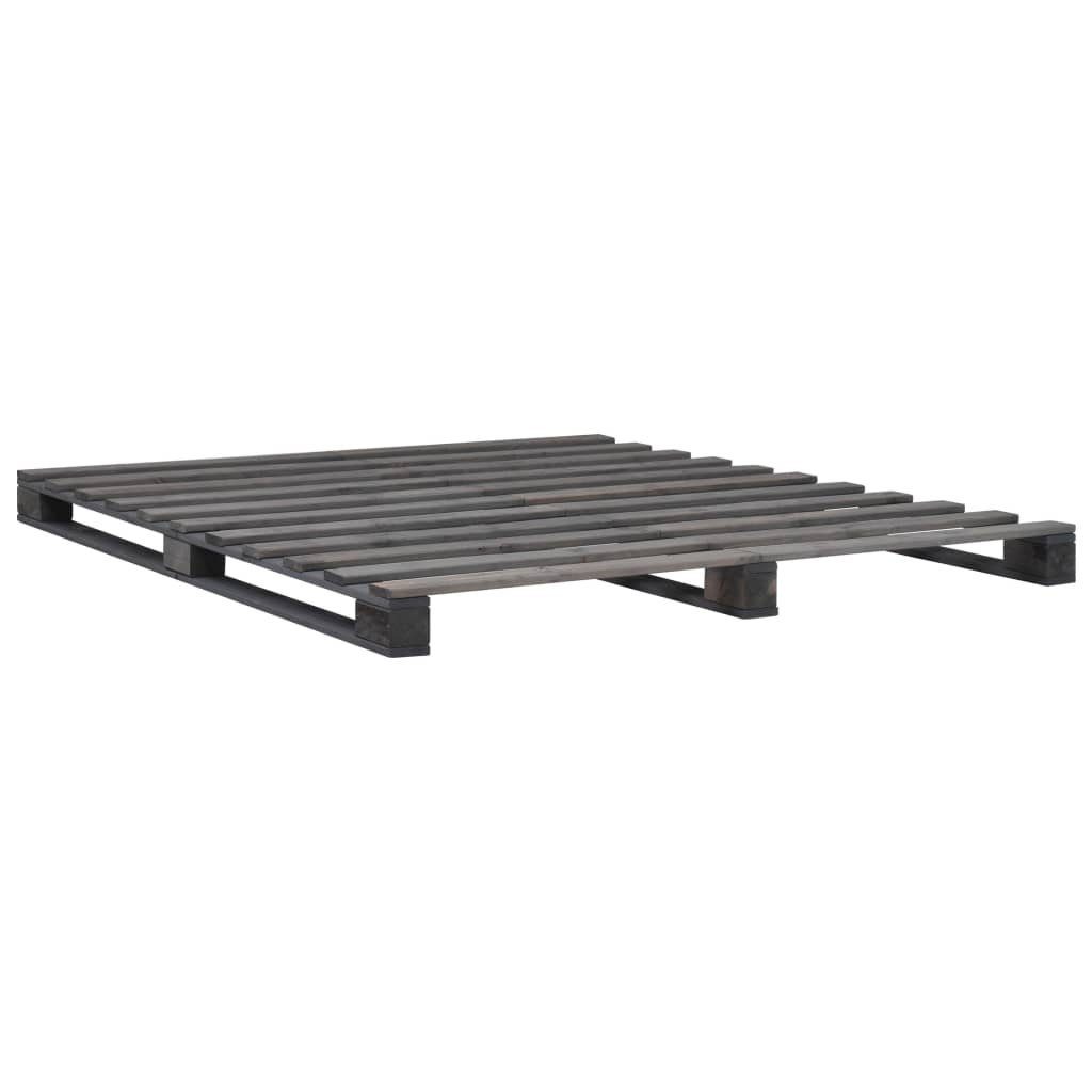 vidaXL Palettenbett aus Kiefer in Grau (LxBxH: 200x180x14 cm)