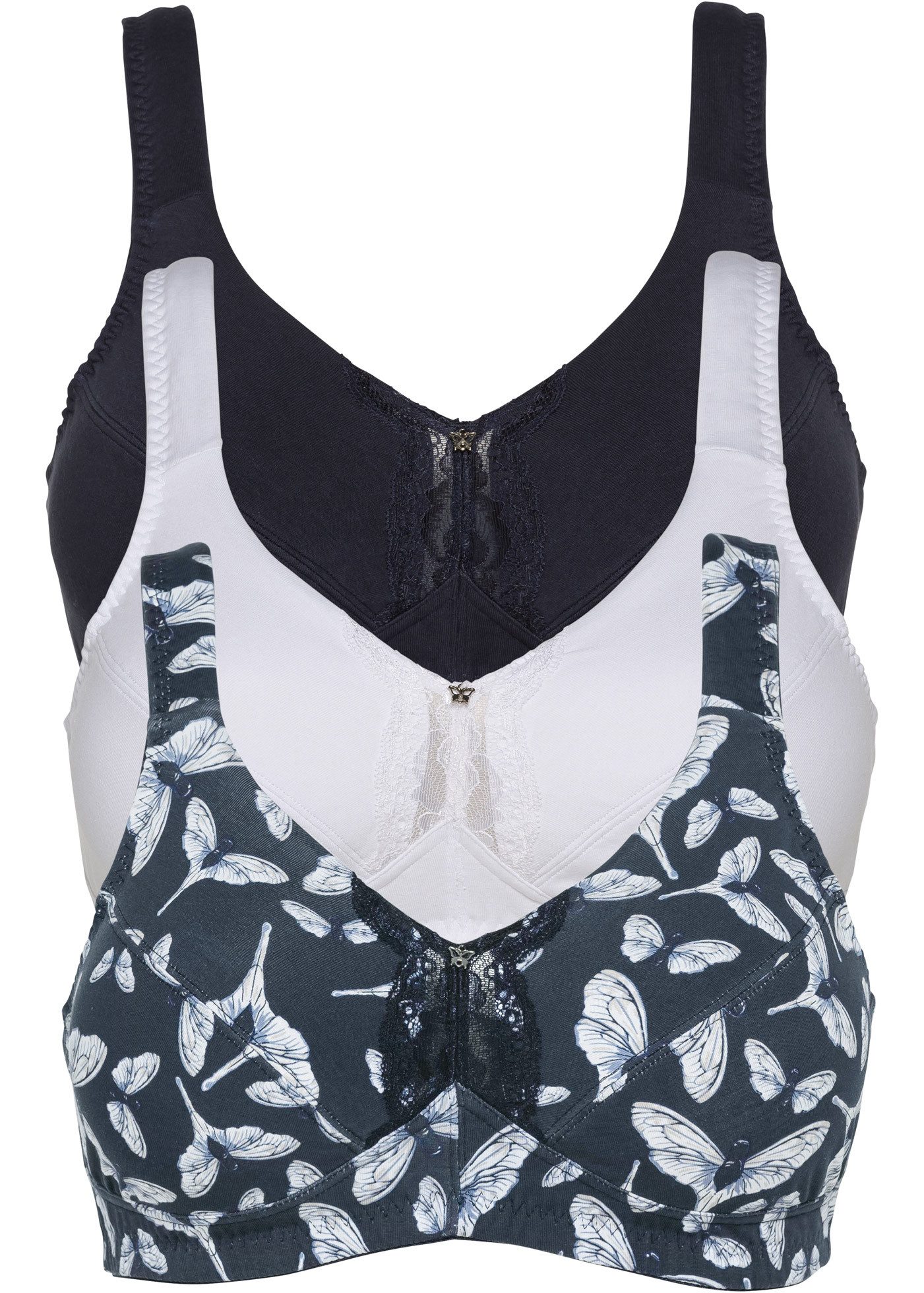 bonprix Büstenhebe (Packung, 3-tlg., 3) BH ohne Bügel mit Baumwolle (3er Pack)