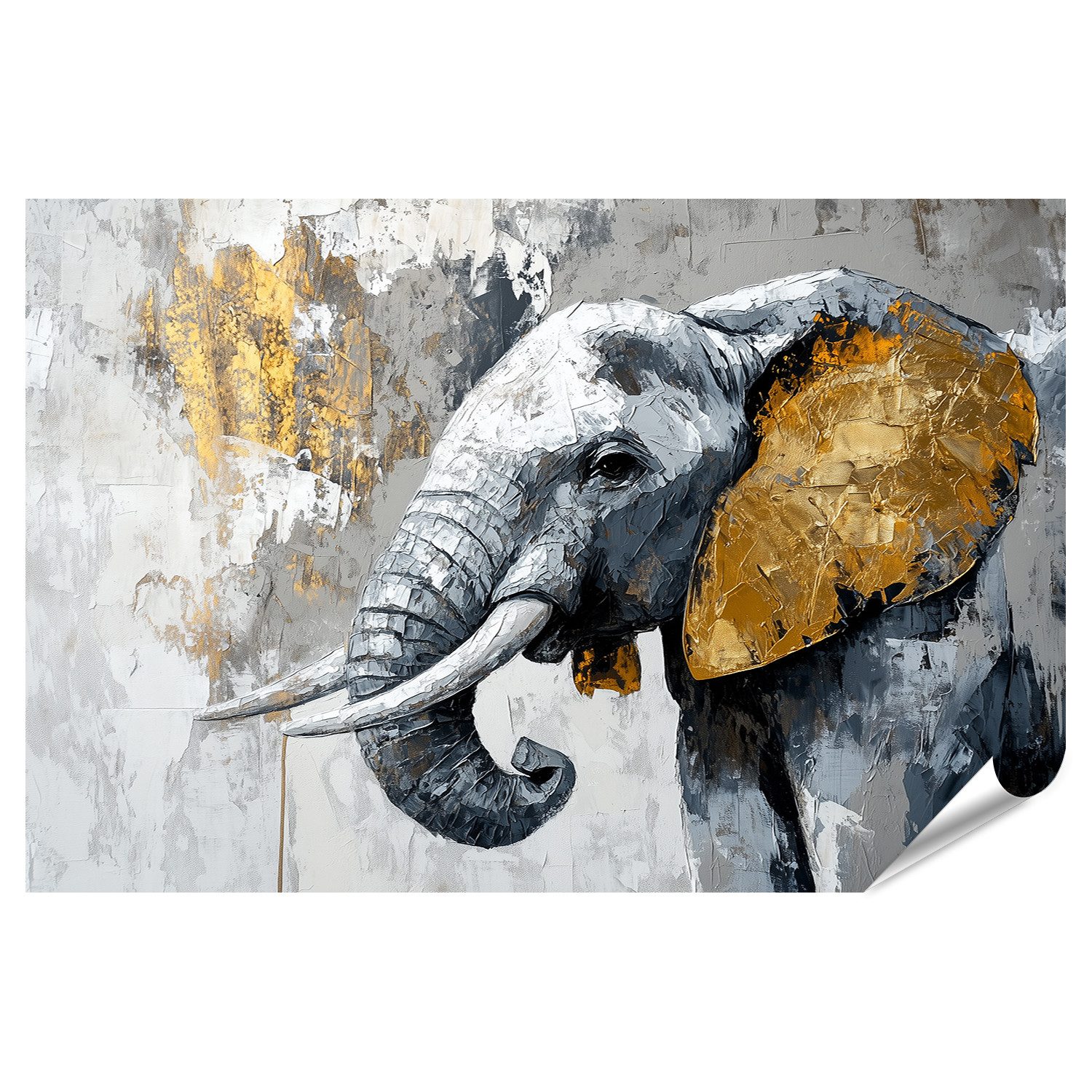 Poster Abstrakter Elefant in Grau und Gold