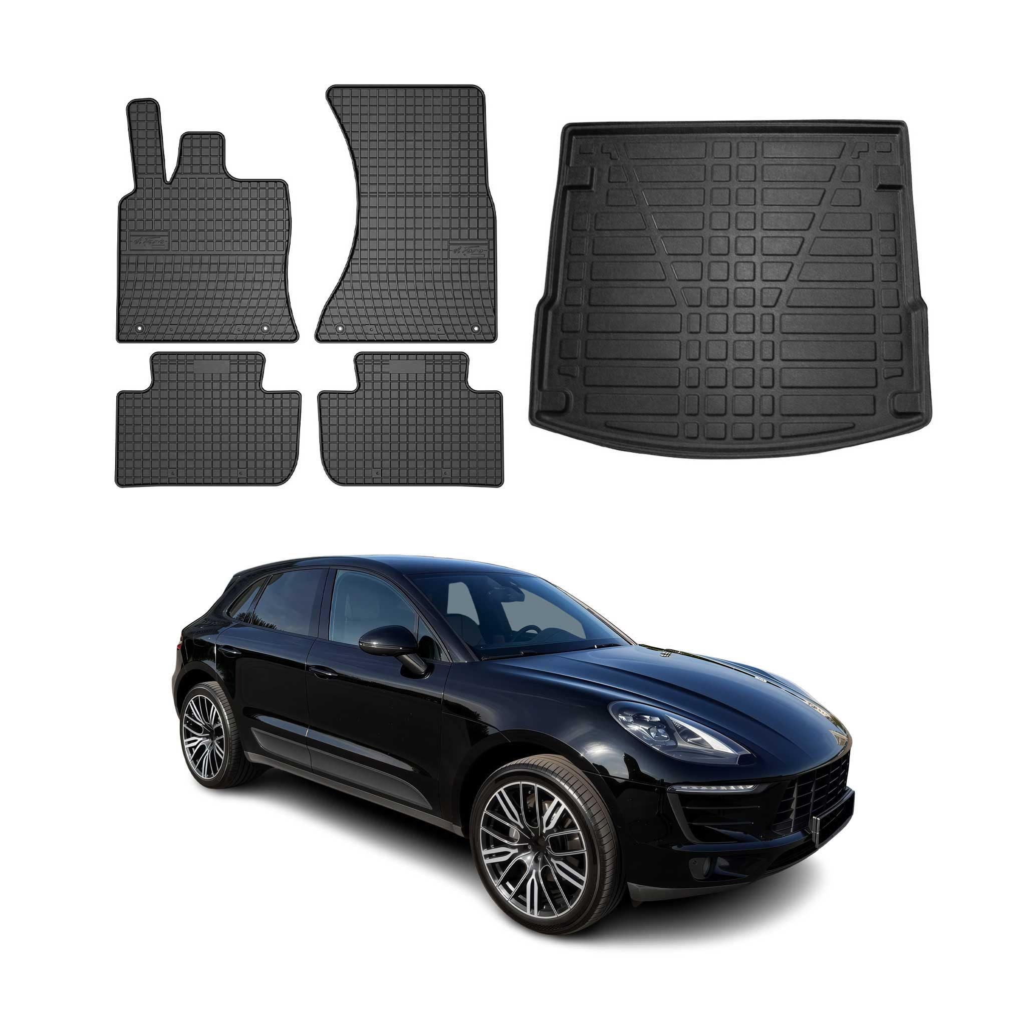 OMAC Auto-Fußmatten Fußmatten & Kofferraumwanne Set für Porsche Macan 2014-2025 Gummi (5 St), für Porsche Macan 2014-2025 Porsche Macan 2014-2025, Einfache Installation,Antirutsch,Leicht zu reinigen