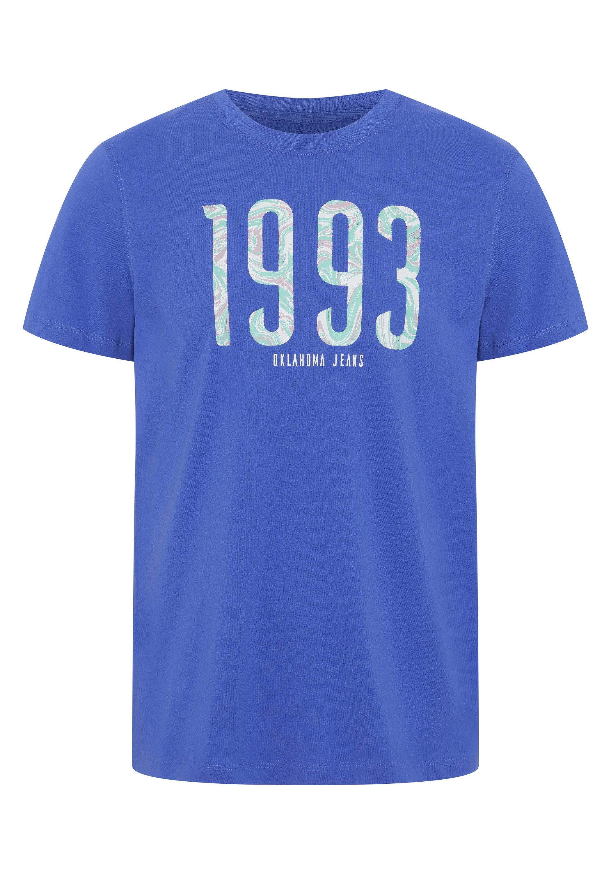 Oklahoma Jeans Print-Shirt mit 1993-Print 18-3949 Dazzling Blue