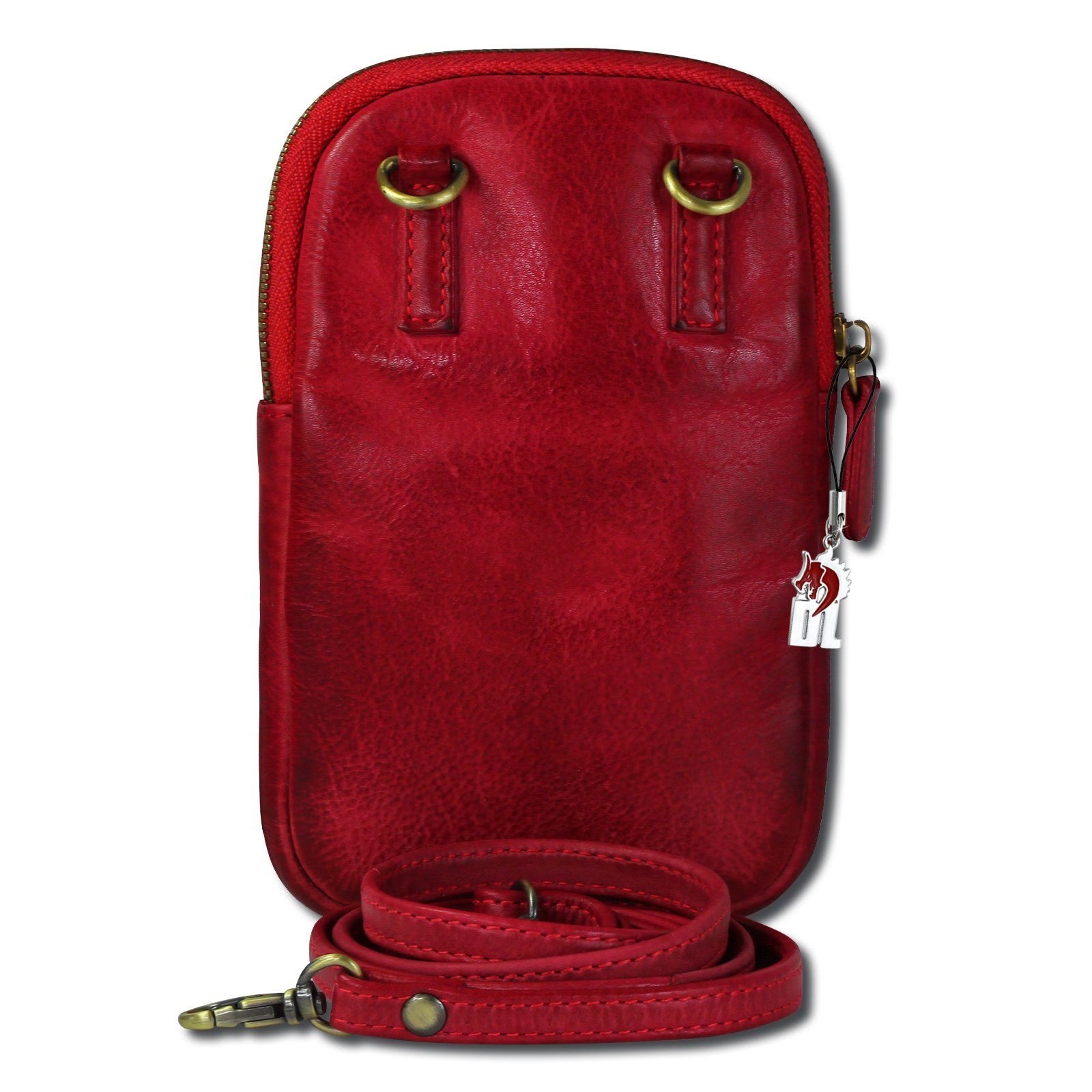 DrachenLeder Handtasche DrachenLeder Herren rot ca. (Handtasche), Damen Damen, 13cm Tasche Tasche aus Echtleder in rot, Breite Handtasche