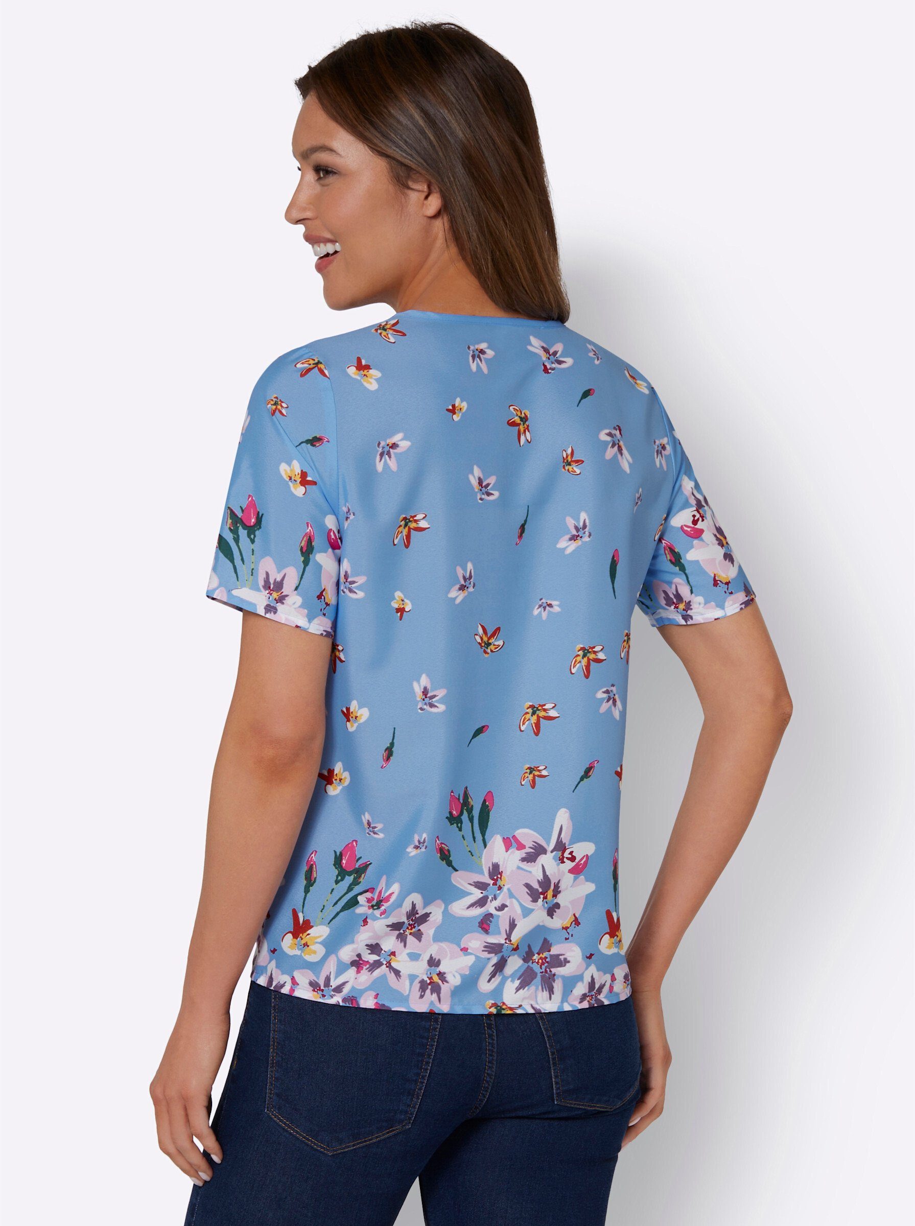 Sieh an! Klassische himmelblau-bedruckt Bluse