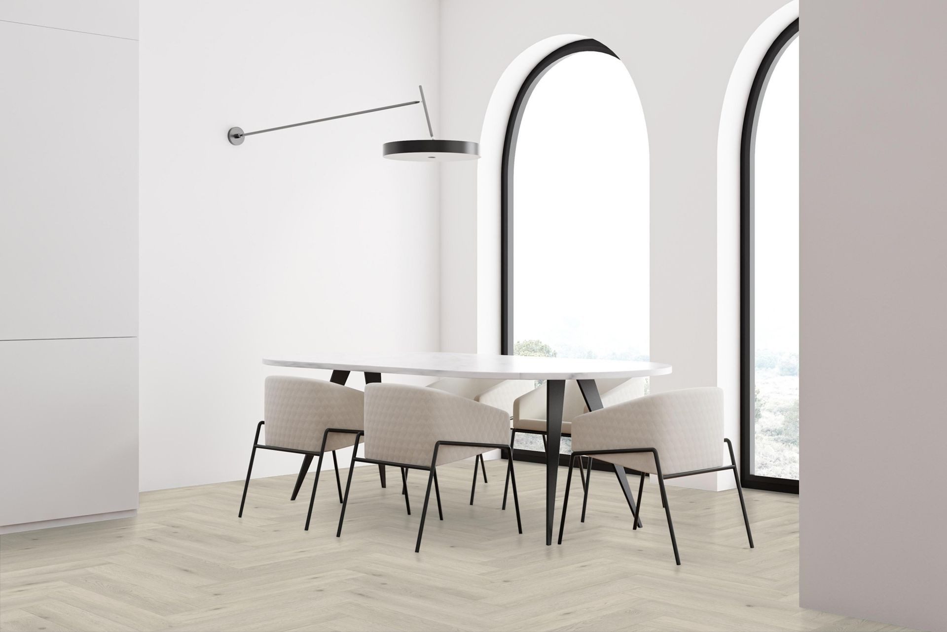 Check Vinylboden Click-Vinyl Eiche Herringbone Synchron inkl. Trittschall, Fischgrät synchron CHECK Premium Collection, Packung, In 1 Packung: 20 Paneele - 1,752 m², 1 Packung: 20 Paneele - 1,752m²