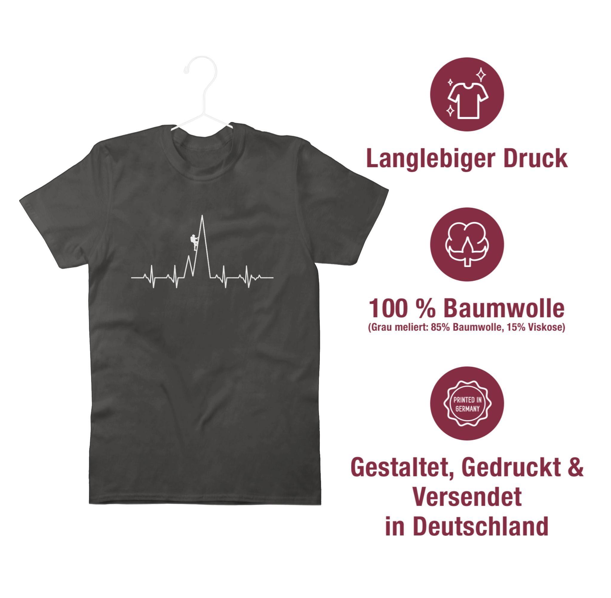 02 Kletterer Herzschlag T-Shirt Shirtracer Zubehör Sport Dunkelgrau
