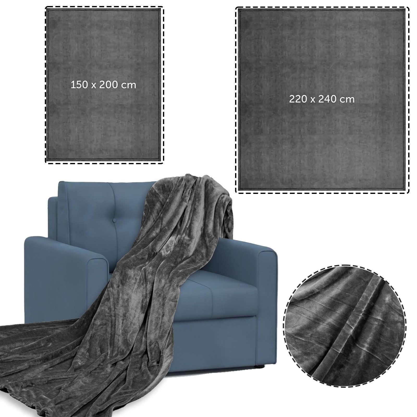 Wohndecke Kuscheldecke, Sofadecken, 150x200/220x240cm, Weich und günstig online kaufen