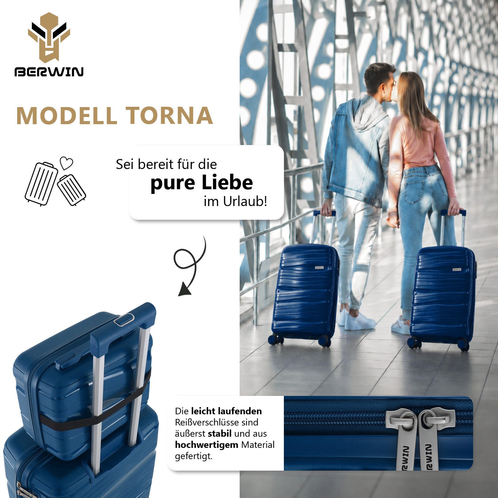Berwin Trolleyset mit Beautycase Modell Torna Ocean Petrol, 4 Rollen, (Set, 4 tlg., MS-19811) – Bild 2 von 5