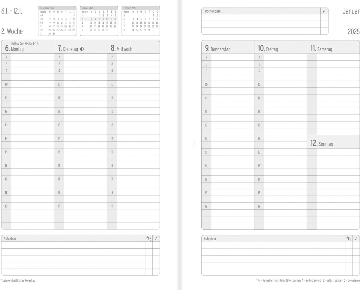 Thumbnail - CHRONOPLAN Buchkalender Buchkalender Origins A5 1 Woche/2 Seiten Ocean Blue Elementary 2025
