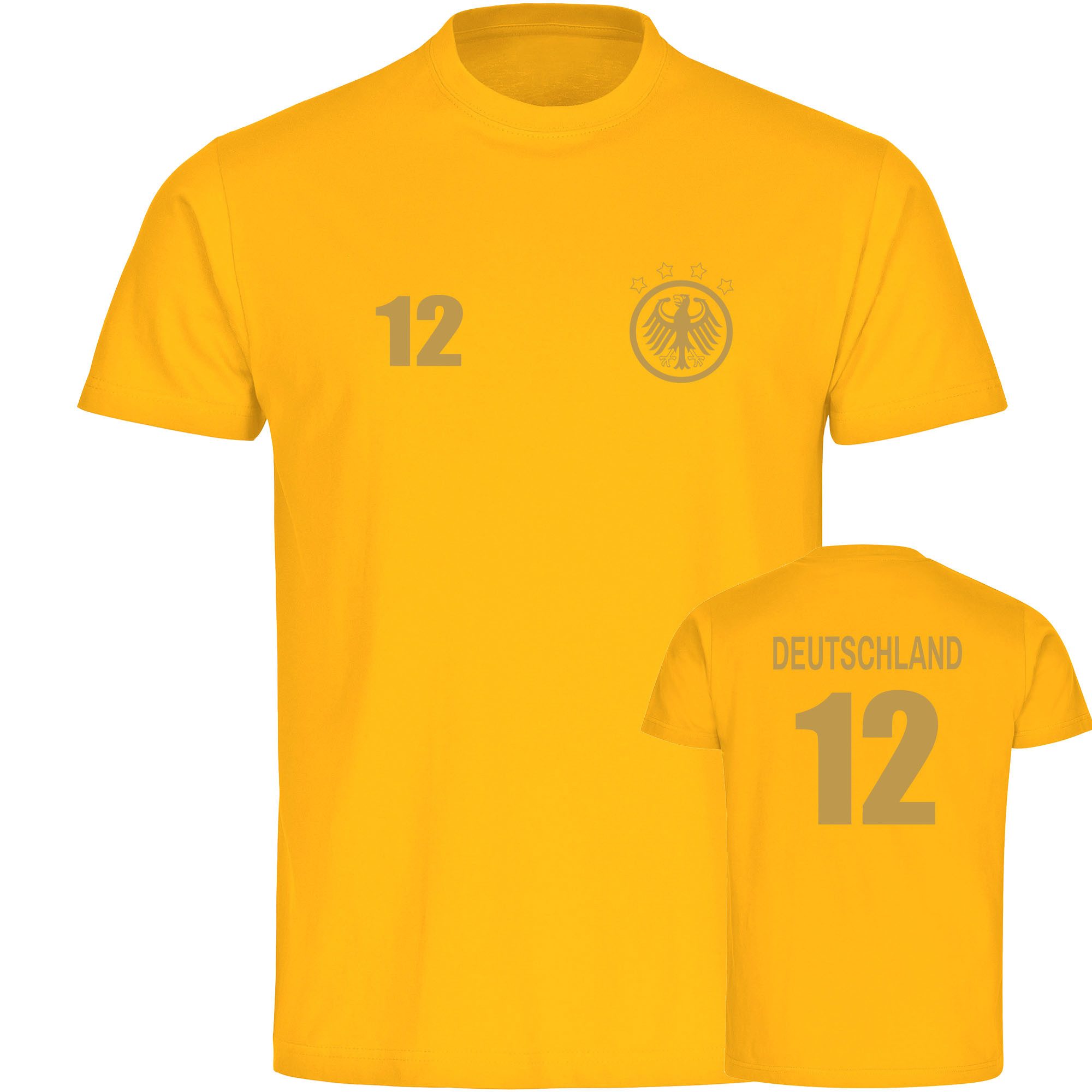 multifanshop T-Shirt Herren Deutschland - Adler Retro Trikot 12 Gold - Männer