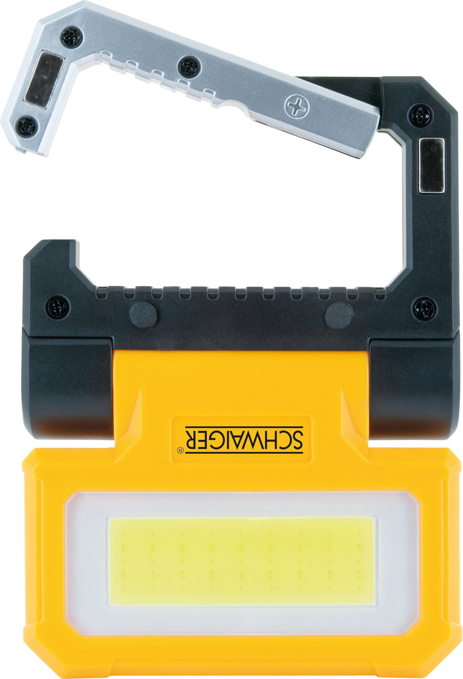 Schwaiger LED Arbeitsleuchte WL213, magnetisch, mit Haken zum Aufhängen, mehrstufig einstellbarer Standfuß, COB-LED, Weiß, Haken zum Aufgängen, mehrstufig einstellbarer Standfuß