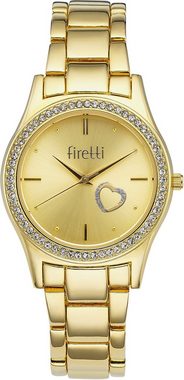 Firetti Quarzuhr, (Set, 5-tlg., mit Anhänger, Kette und 1 Paar Ohrsteckern), Armbanduhr, Damenuhr, Glassteine, ideal auch als Geschenk