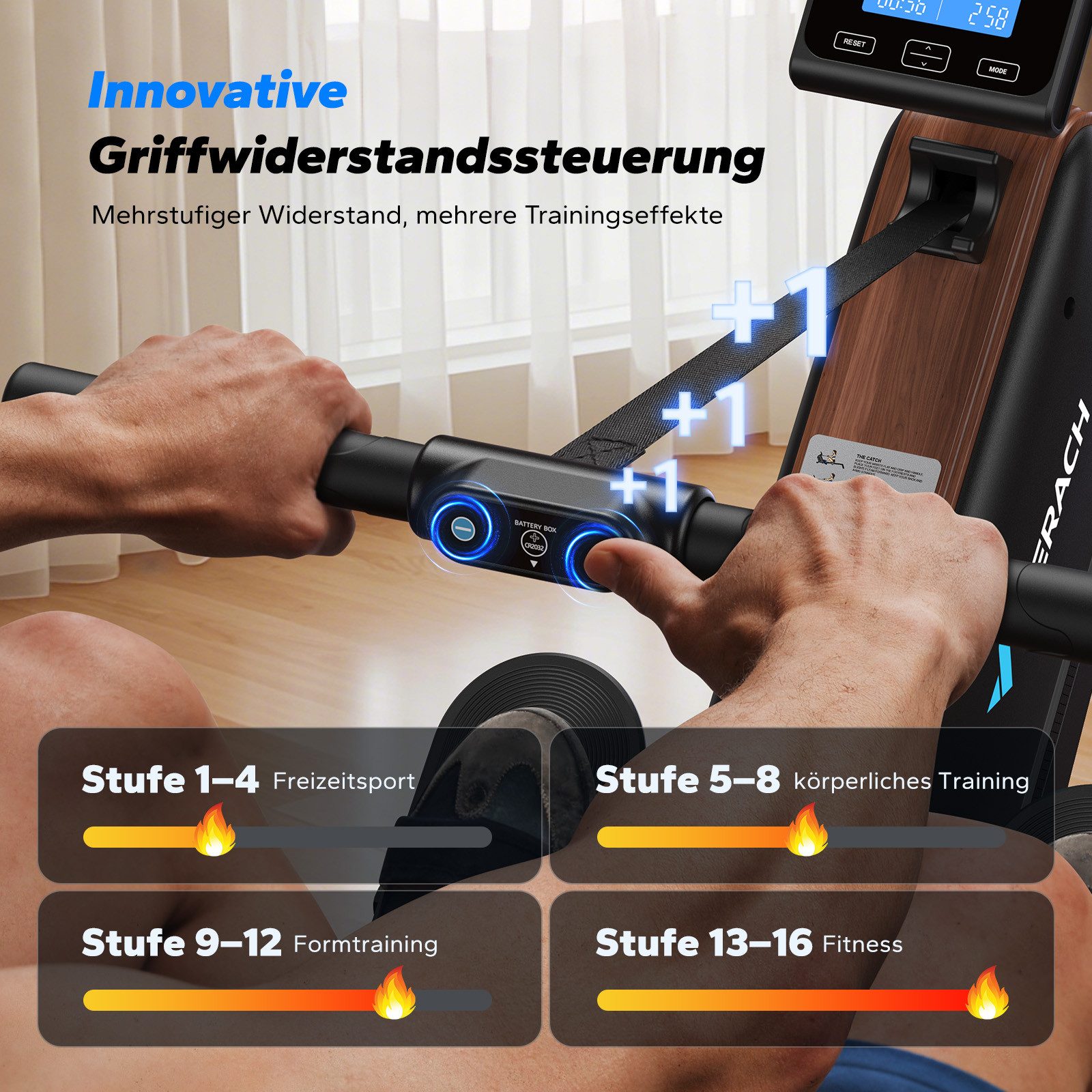 MERACH Rudergerät für Zuhause, Leises Magnetisches Rudergerät, mit LCD-Display (Rudermaschine mit Bluetooth-Verbindung, faltbar, selbstbetriebes Gerät, Kompatibel mit Kinomap, Tablet- und Flaschenhalter, LCD-Anzeige), magnetischer Widerstand, einfache Montage, platzsparend, bis 158 kg