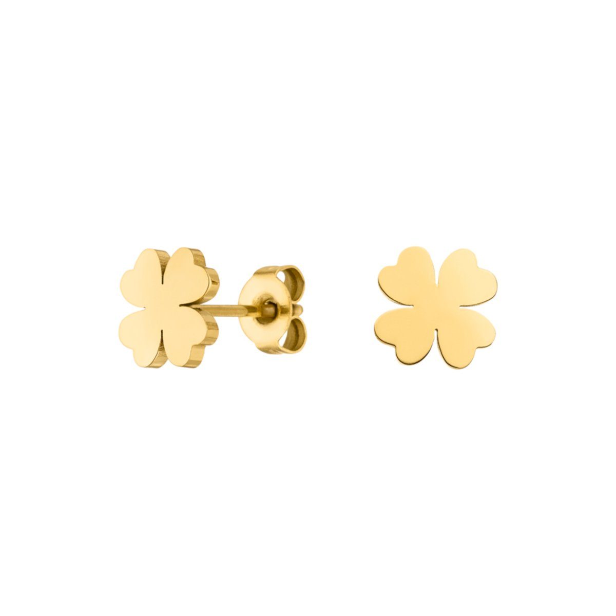 LUUK LIFESTYLE Paar Ohrstecker Kleeblatt, wasserfest & alltagstauglich, hautverträglich, modernes Design, inklusive schöner Schmuckbox Gold