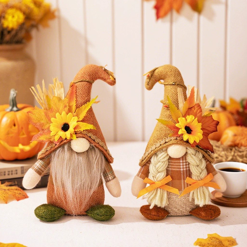 CLTYQ Wichtel Herbst Dekoration Wichtel Figuren,mit Sonnenblume Dekofigur ( günstig online kaufen