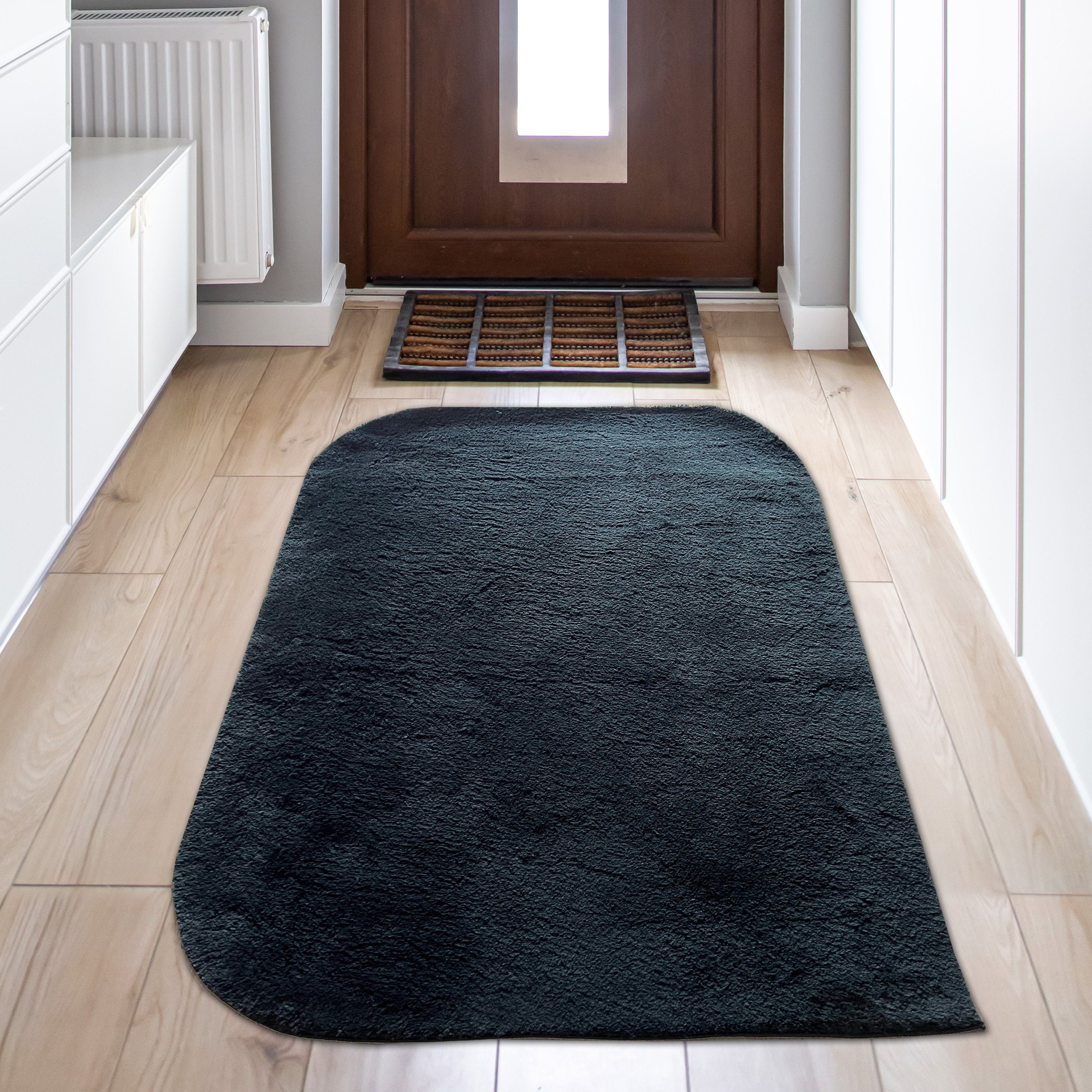 Versandhandel Hochflor-Teppich Schön rechteckig, Teppich-Traum, Wohnzimmerteppich schwarz, Höhe: Uni mm weicher 16 in