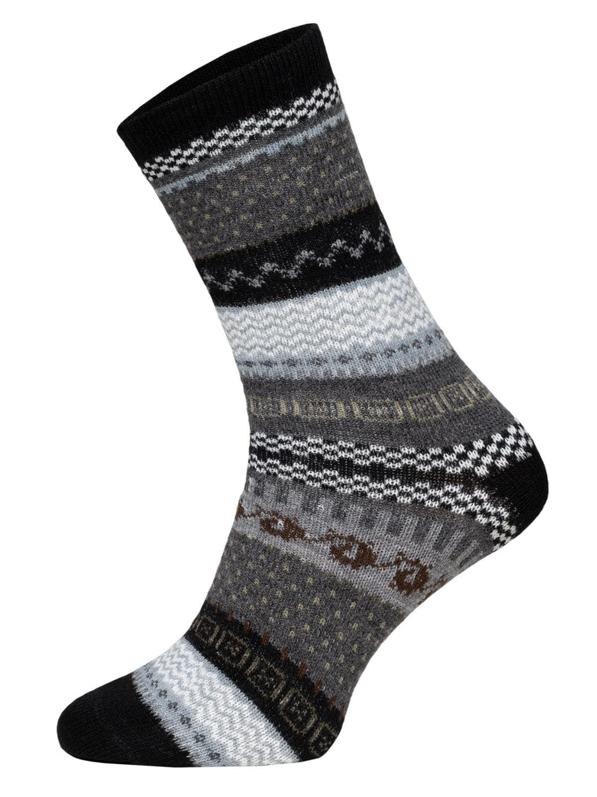 HomeOfSocks Socken 45% Wollsocken Bunt Skandinavisches Design 2 Paar 2er Pack Wollsocken Fröhlich Bunten Muster Druckarmer Zehennaht