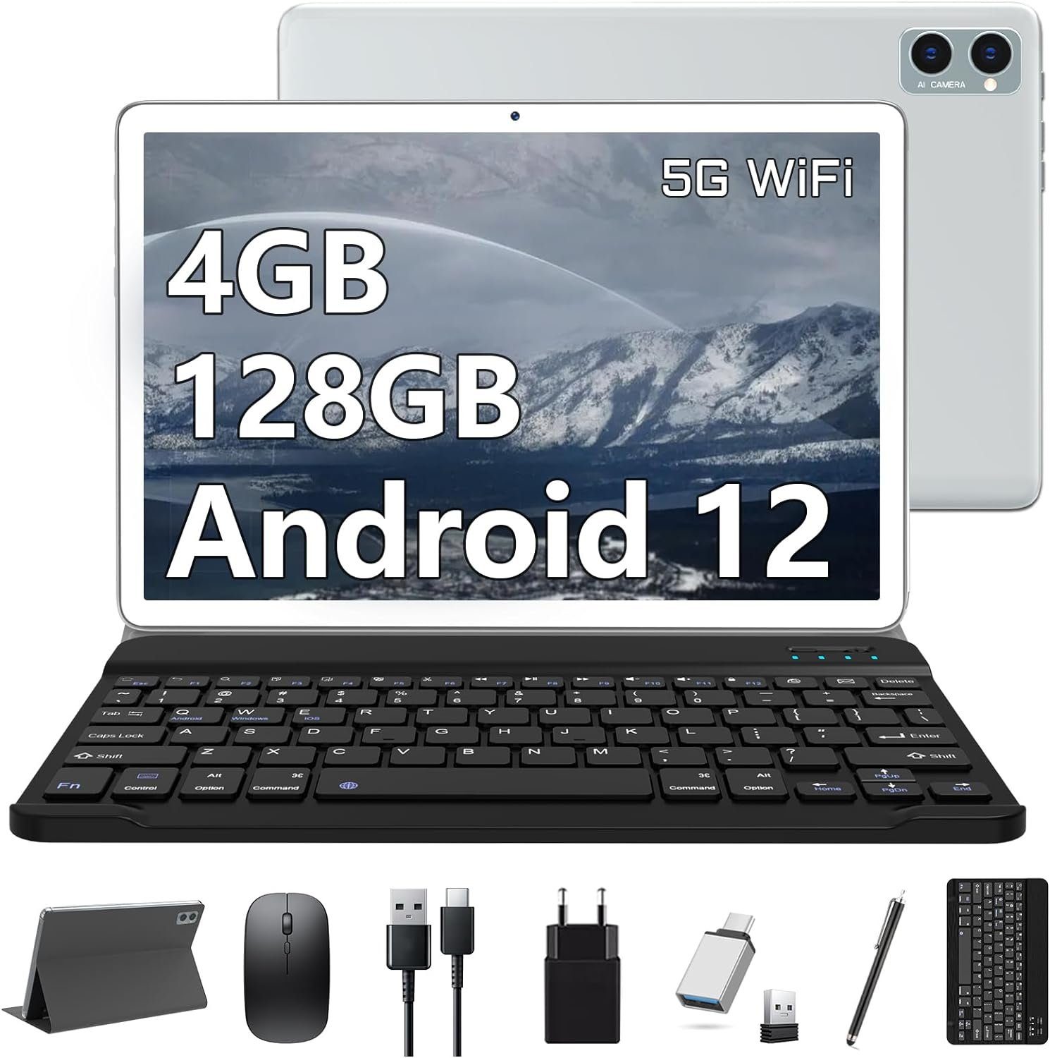 KADYBE ‎D115 Tablet (128 GB, Android 12, 5G Tablet mit Tastatur, Maus,  Google-Zertifizierung, 1.8GHz, 7000mAh)