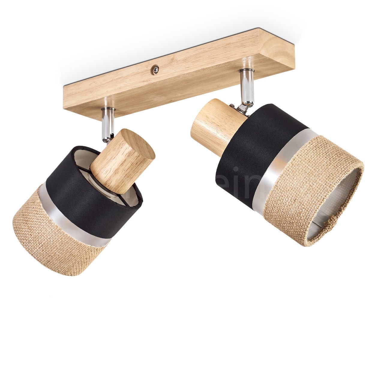 hofstein Deckenleuchte Deckenlampe aus Holz/Metall/Leinen in günstig online kaufen
