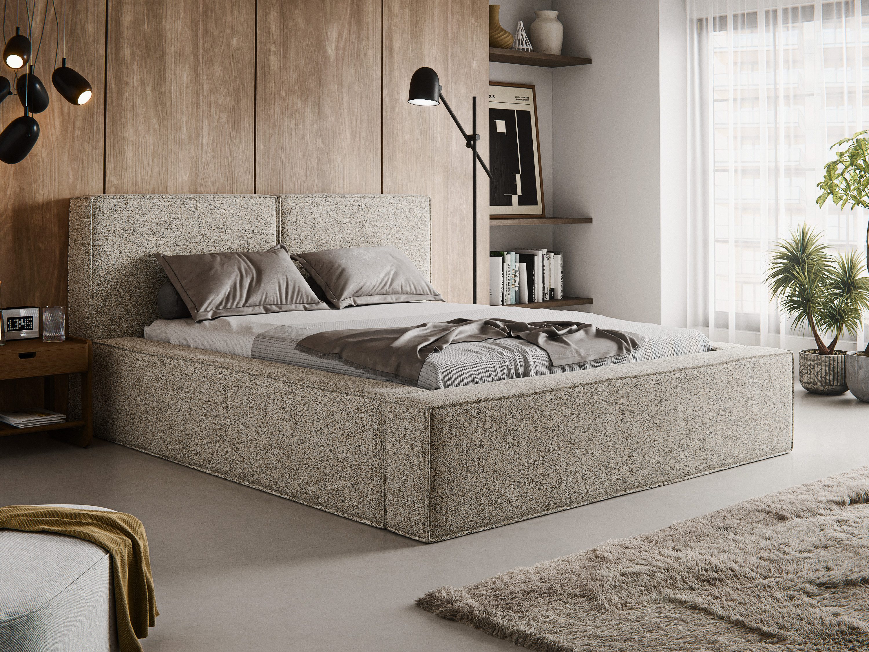 thematys Polsterbett mit Bettkasten, Stauraumbett, Bouclé günstig online kaufen