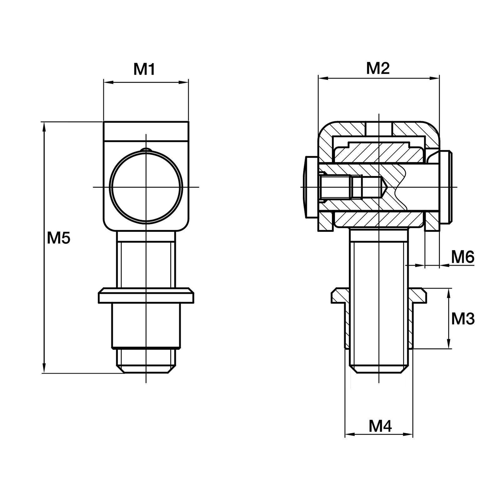 SO-TECH® Torbeschlag Torangel kurz verstellbar St), Einschweißmutter Öffnungswinkel M24 M16 180° mit (1 