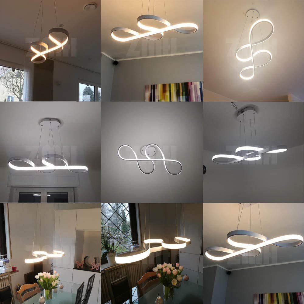 Nettlife LED Pendelleuchte Schwarz/Weiß moderne Hängeleuchten Dimmbar 47W, Höhenverstellbar, LED fest integriert, Warmweiß Neutralweiß Kaltweiß, Esszimmer Wohnz – Bild 5 von 5
