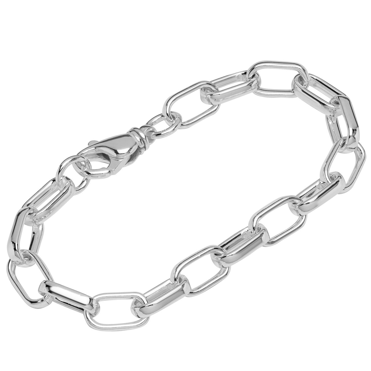 Silberarmband 925 Silber 25cm Ankerkette halbrund Damen 12229