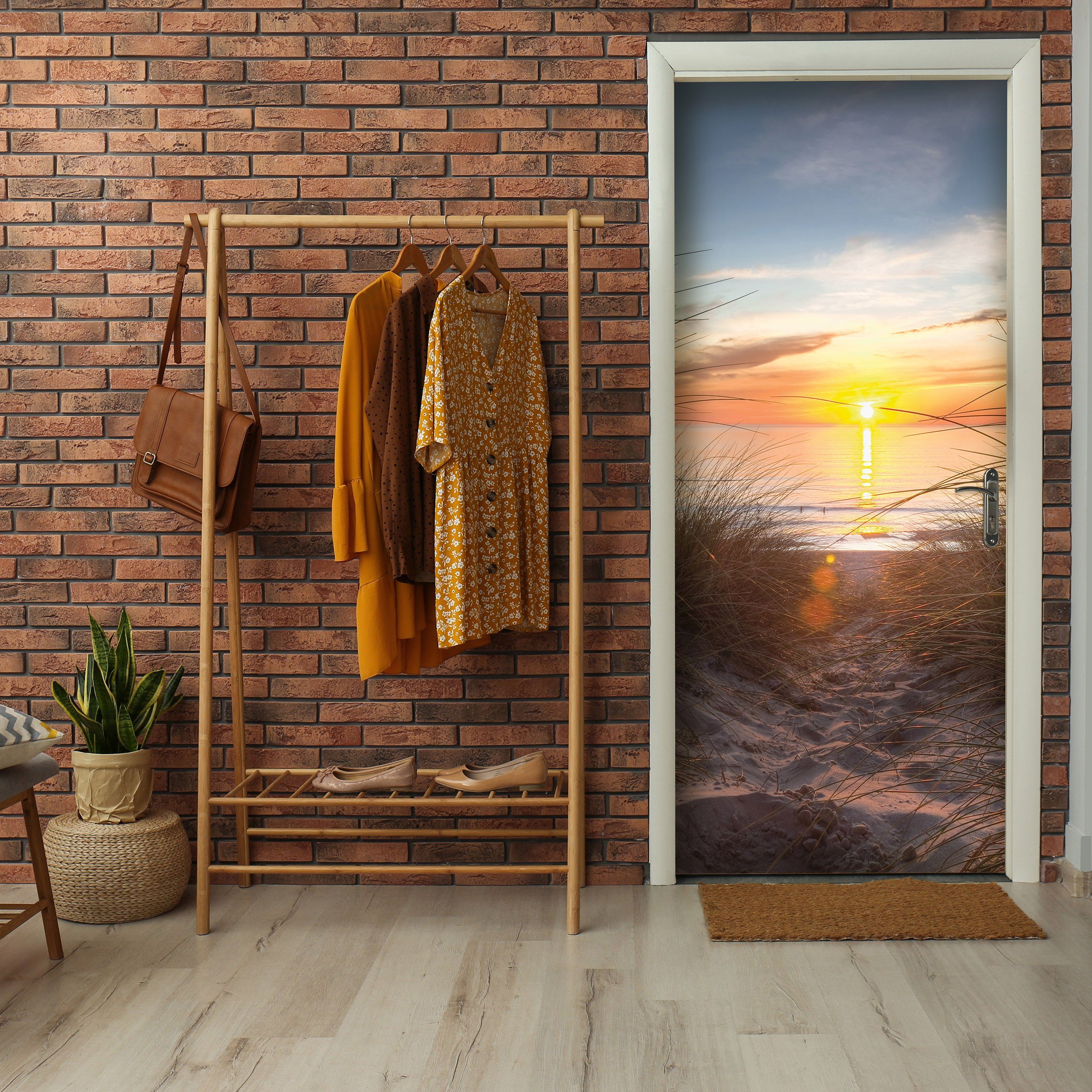 Wallarena Türtapete Selbstklebend Strand Meer Nordsee 3D Effekt Türposter Türfolie Türaufkleber Fototapete für Tür, 91x211 cm, Glatt, Strand, Türtapete Selbstklebend