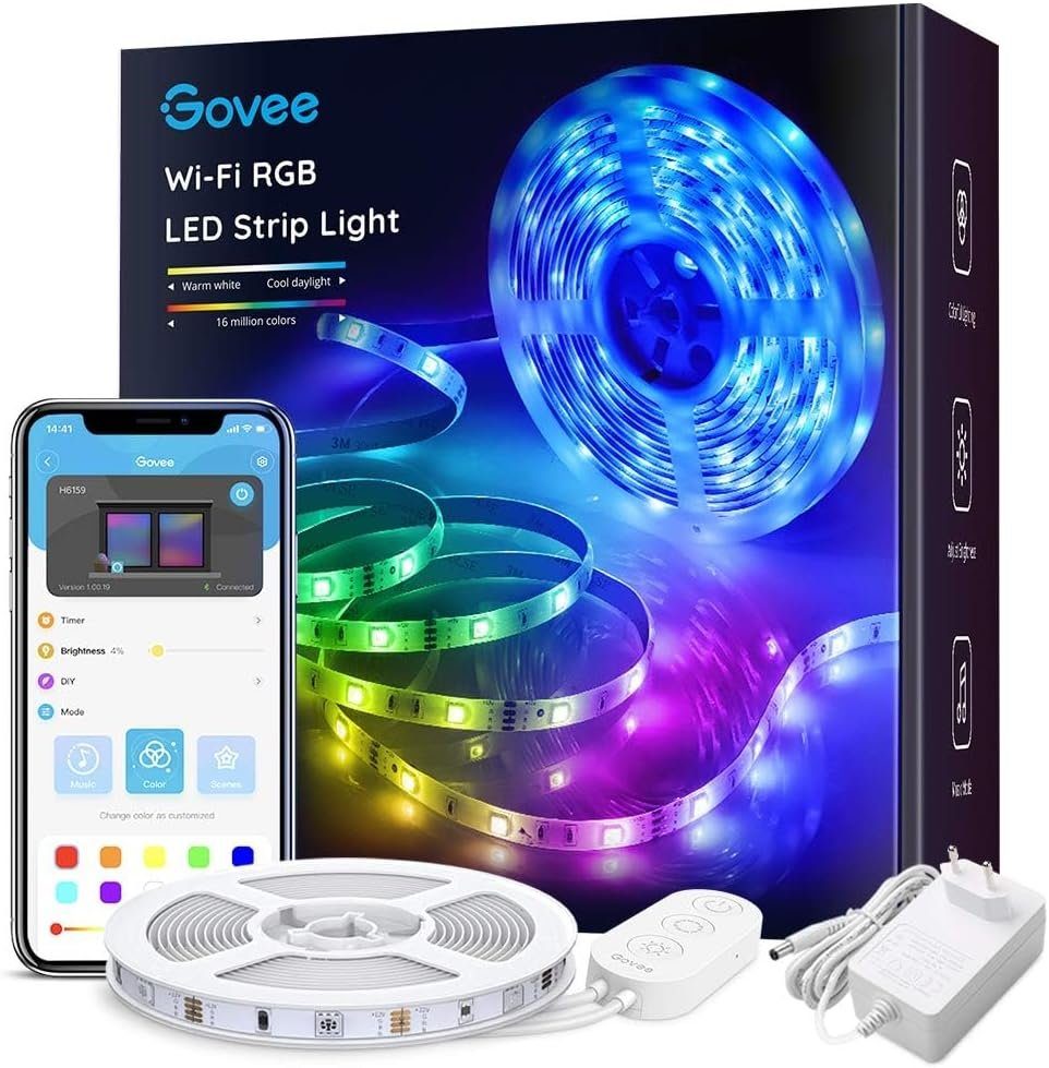 Govee LED Strip 5m, für Smart Stripe deko, funktioniert App-steuerung, WiFi LED RGB Alexa LED Musik weihnachten weihnachten Sync, Farbwechsel, Streifen