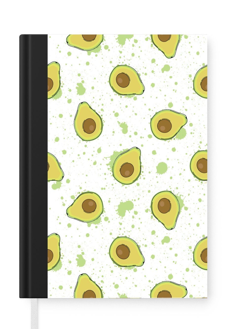 Avocado Notizbuch Merkzettel, Muster - Seiten, A5, Haushaltsbuch Notizheft, Journal, MuchoWow Grün, 98 Tagebuch, -