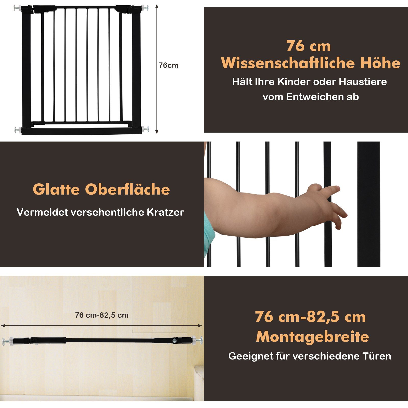 Verstärktes Baby- & Haustiergitter – Einziehbar Bis 3,8 M, 89 Cm Hoch, Mit Stützstangen Gegen Durchkriechen, Für Türen, Treppen & Durchgänge (drinnen/draußen)