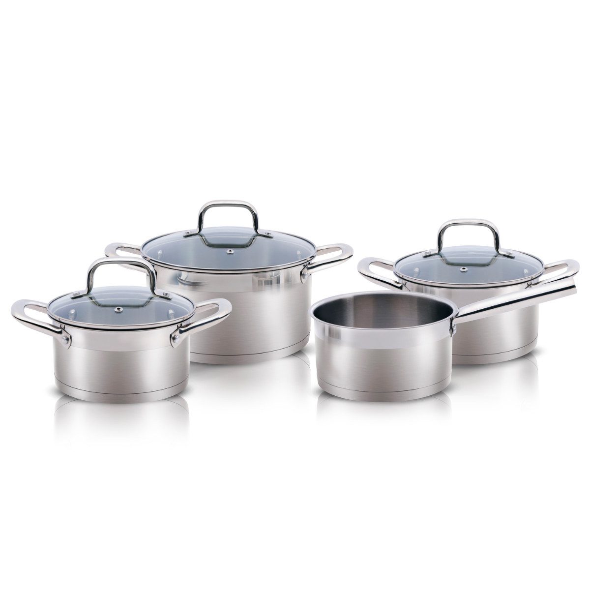 Alpina Pfannen-Set Alpina Pfannenset 7-teilig - Edelstahl Pfannenset mit Glasdeckel