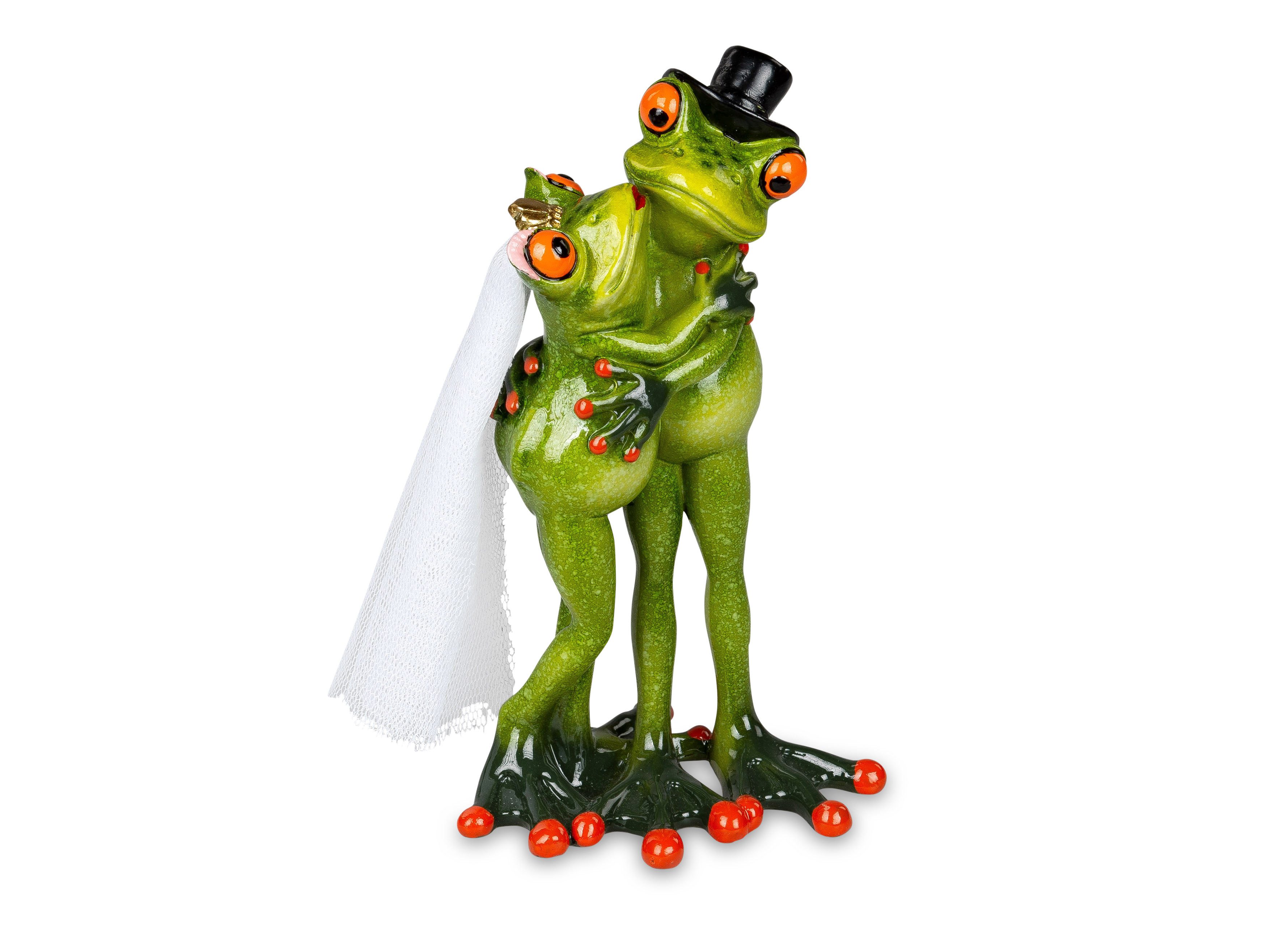 Dekofigur Dekofigur Brautpaar Frosch Froschhausen, Grün Kunststein