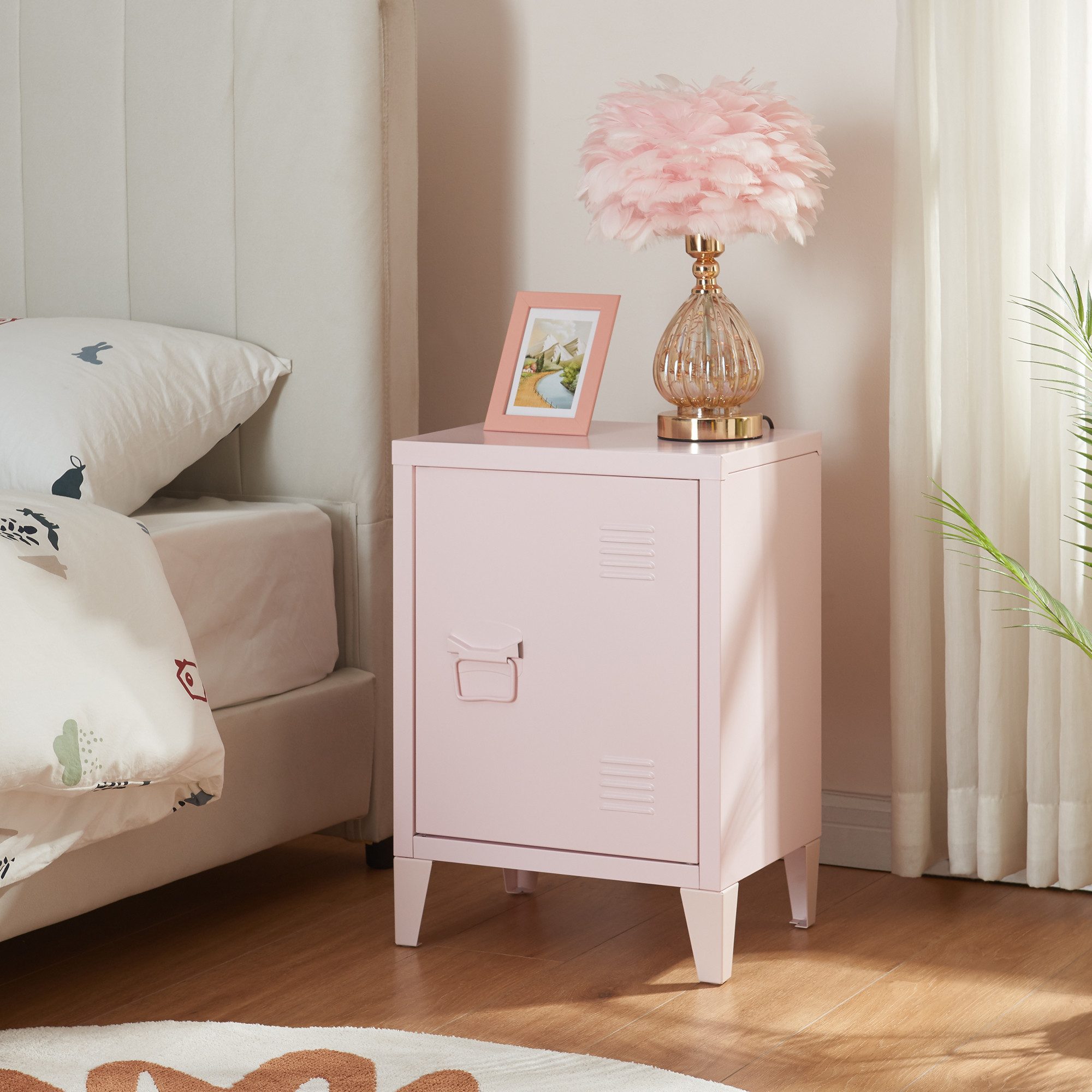 en.casa Nachtschrank (1-St) »Inari« mit Türgriff links Stahl 57 x 40 x 30 c günstig online kaufen