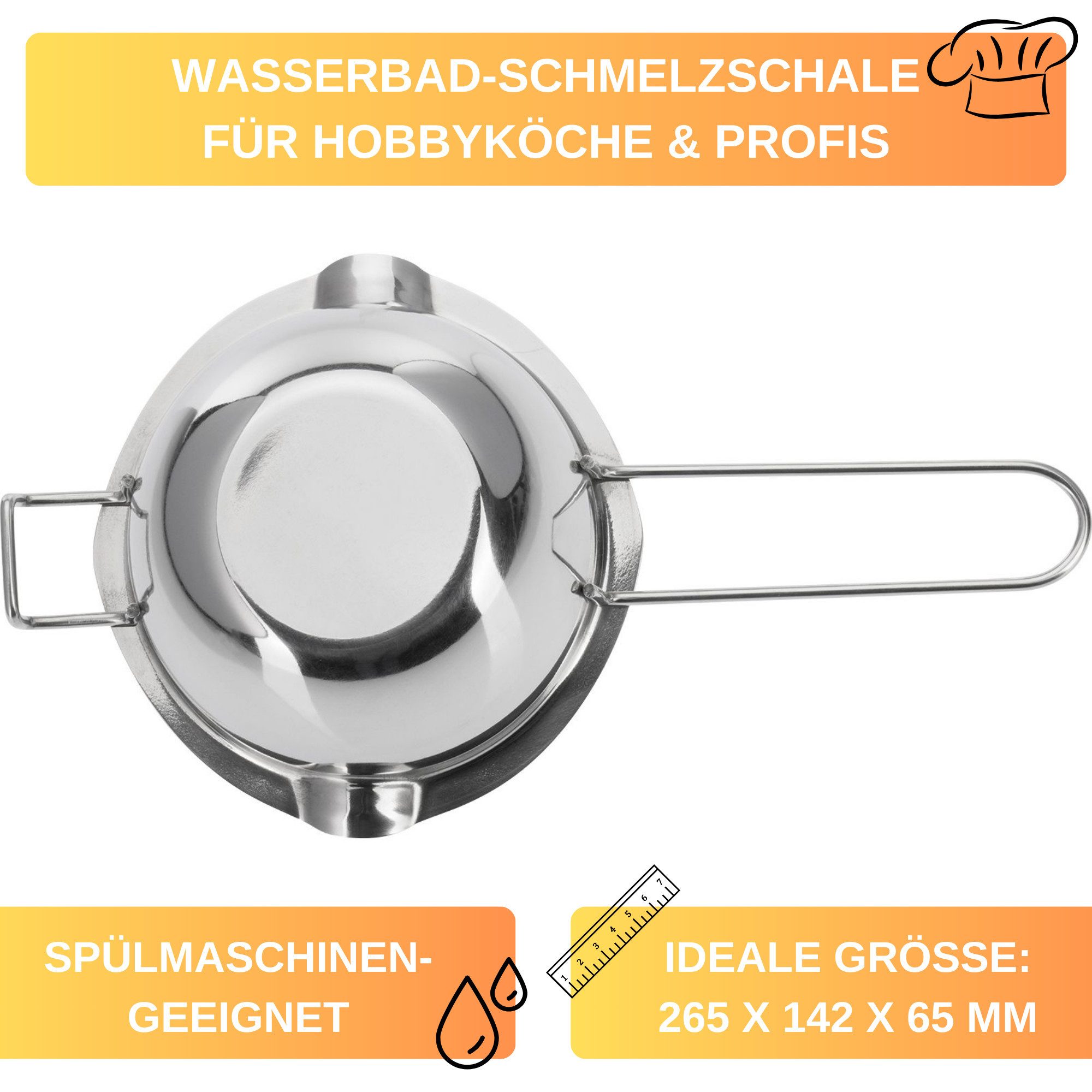 Thiru Fonduetopf Wasserbad-Schmelzschale Edelstahl - ø 11 cm innen, 6 cm hoch, (1-tlg), spülmaschinengeeignet