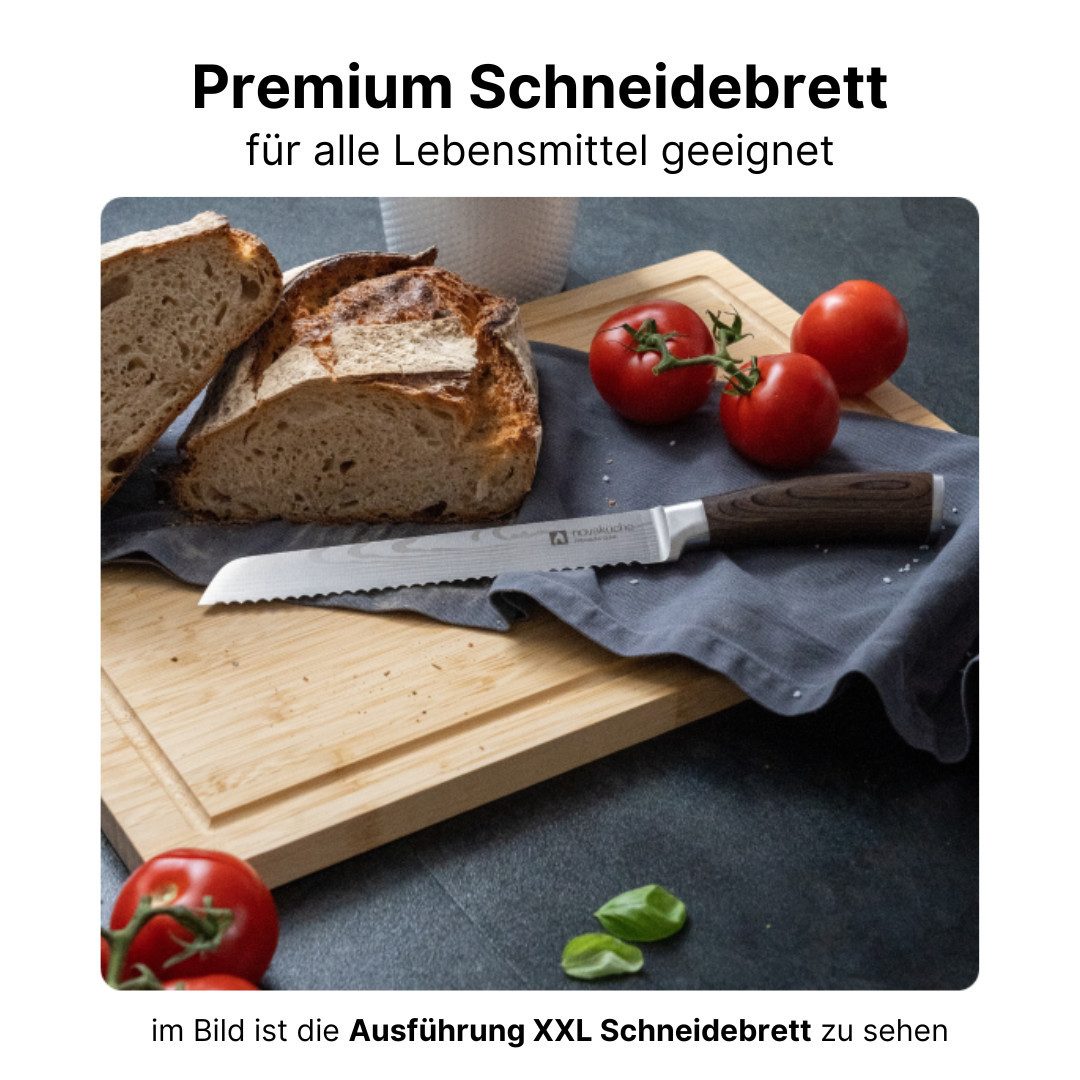 LIVINA HOME Schneidebrett Hochwertiges 100% Bambus Küchenbrett, Groß mit Griffen und Saftrille, (1-St), massives Holzbrett, Servierbrett, Cutting Board, Frühling Sale!