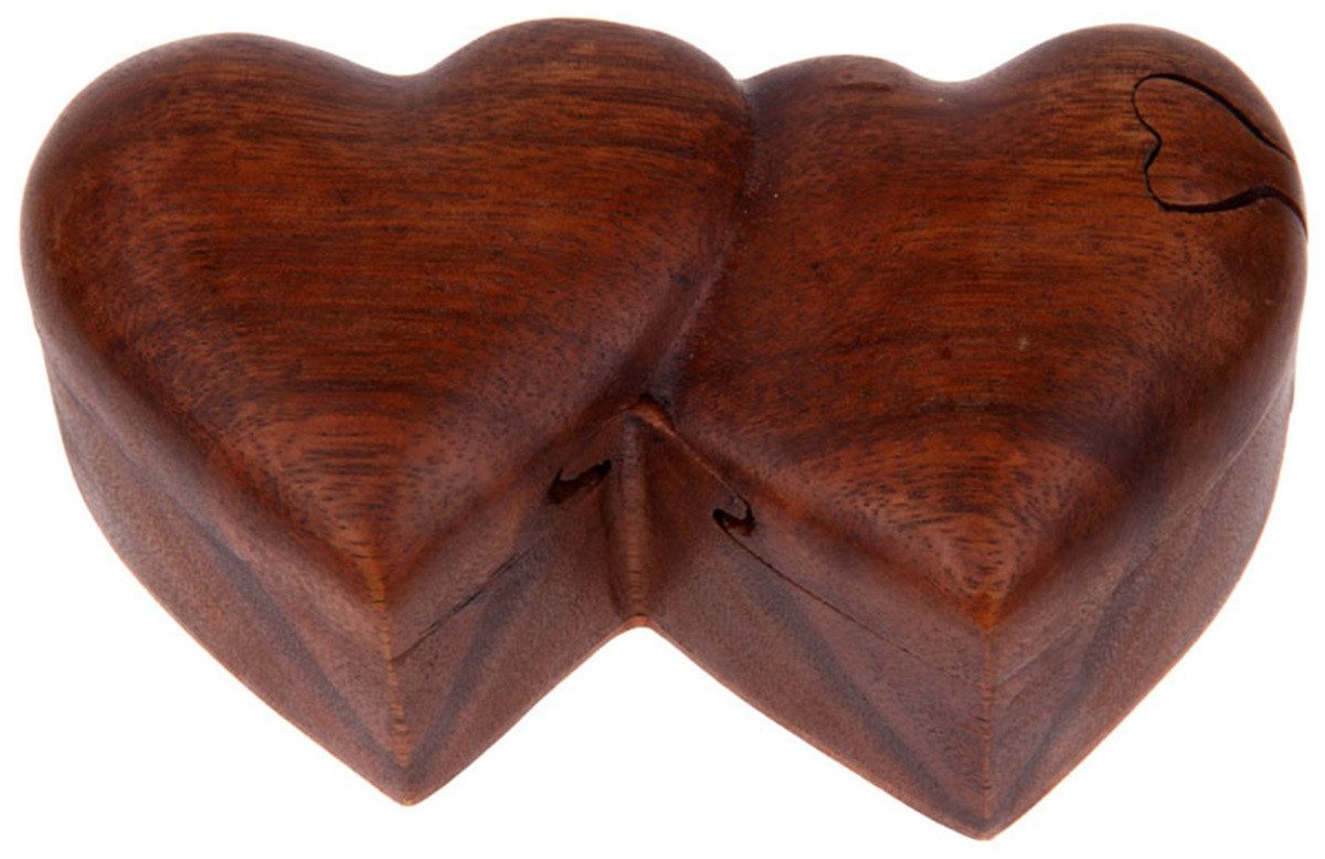 WORU Dekokiste Handgefertigte Herz-Trickbox aus Soar-Holz – Doppelherz, 13 cm (1 St)