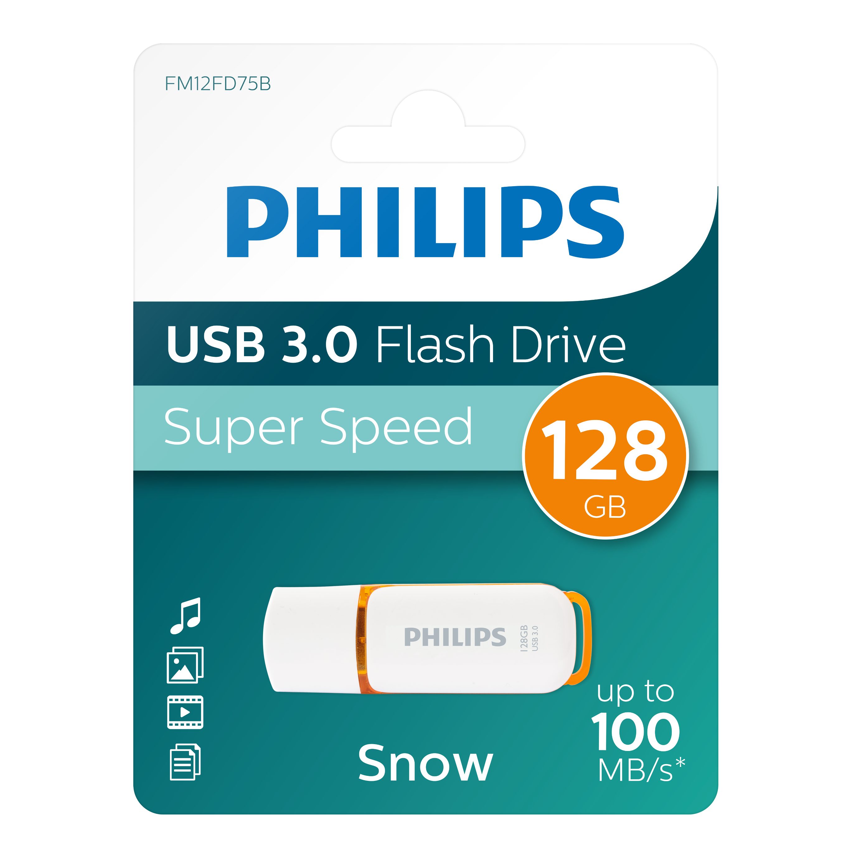 Philips FM12FD75B/00 USB-Stick (USB 3.0, Lesegeschwindigkeit 100,00 MB/s, Sunrise Orange®, 128GB, USB3.0, LED, 1er Pack)